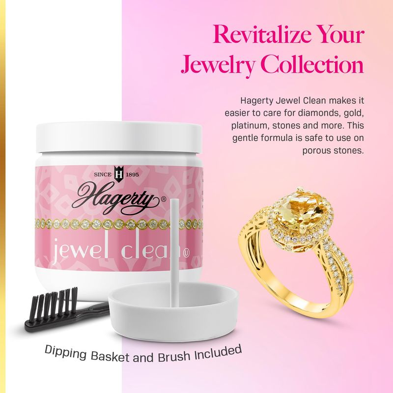 Hagerty Jewel Clean Jewelry Cleaner 7 fl oz with Dipping Basket & Brush