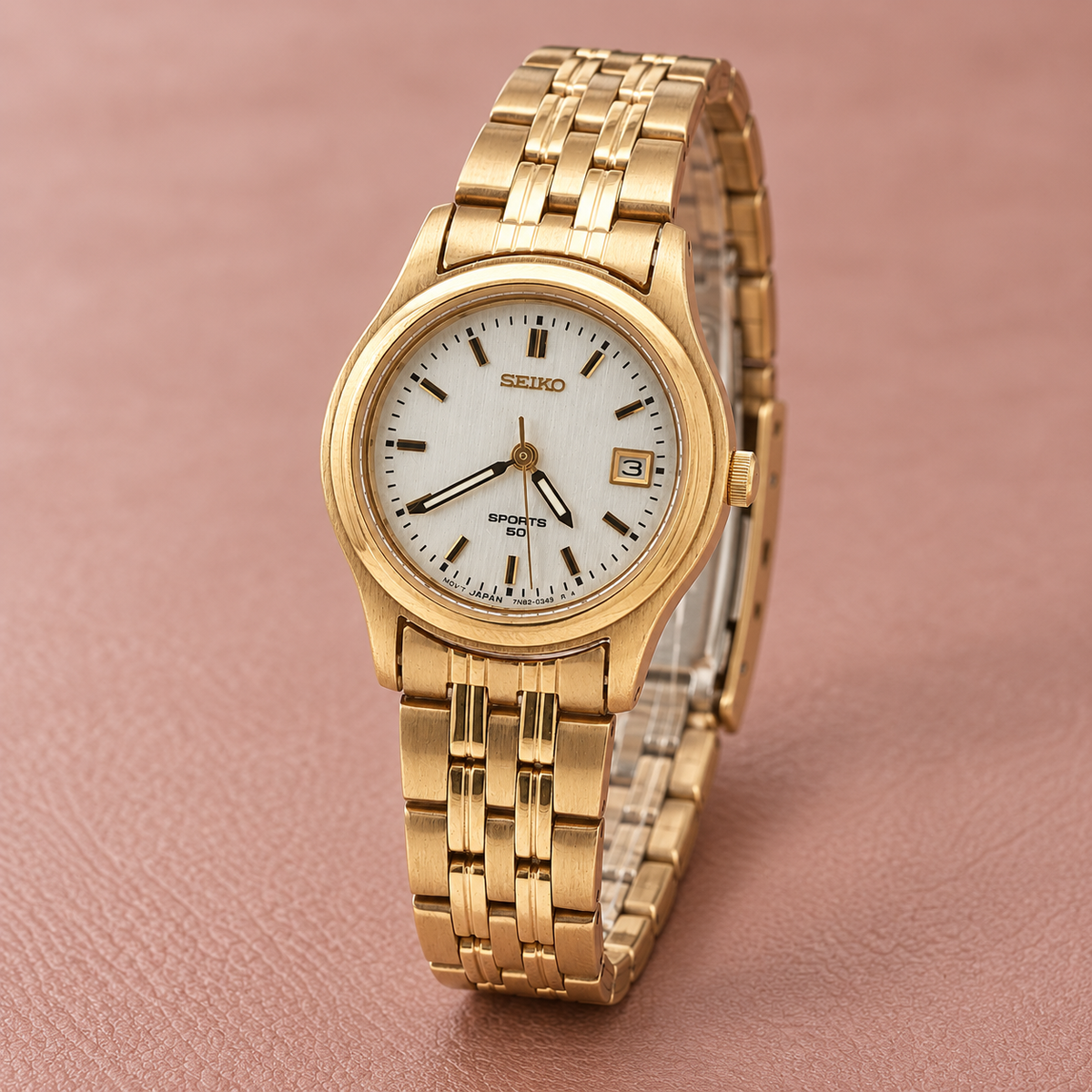Vintage Estate Seiko Sports 50 Ladies Quartz Watch Circa 1995 – Gold-Tone, 25mm