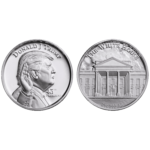 New Donald Trump 45th President 2 oz .999 Fine Silver Commemorative Round