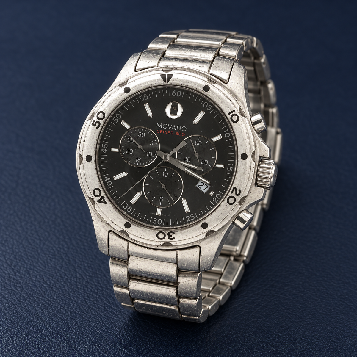 Circa 2010s Estate Movado Series 800 Swiss Chronograph Stainless Steel 41mm Watch