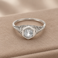 Estate c. 1920s–1930s 18K White Gold Clear Sapphire Filigree Ring Size 9.5