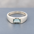 Estate Silver Emerald-Cut Aquamarine Ring – SZ 7.25