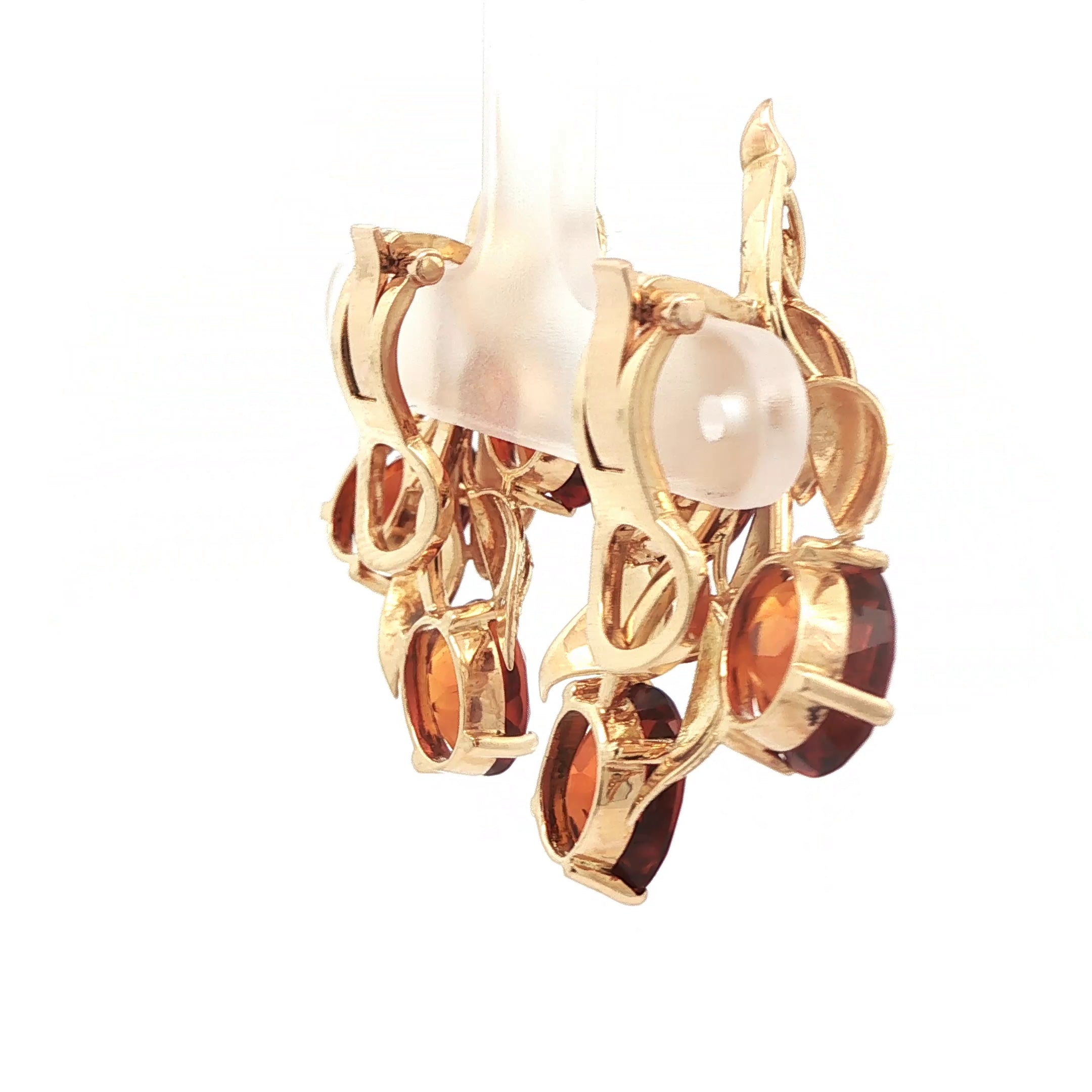 18k Gold Citrine Leaf Earrings