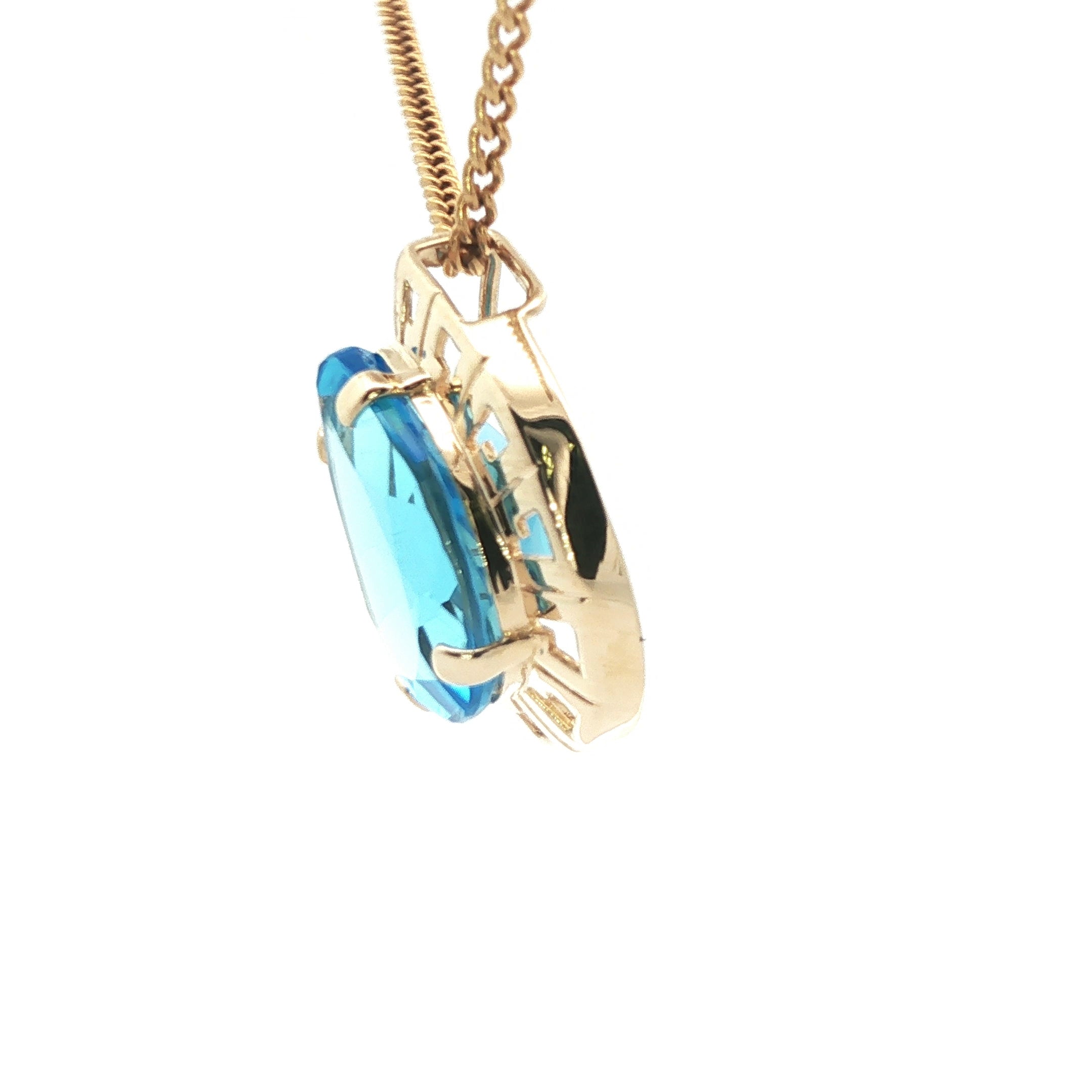 14k Yellow Gold Pear-Shaped London Blue Topaz Pendant