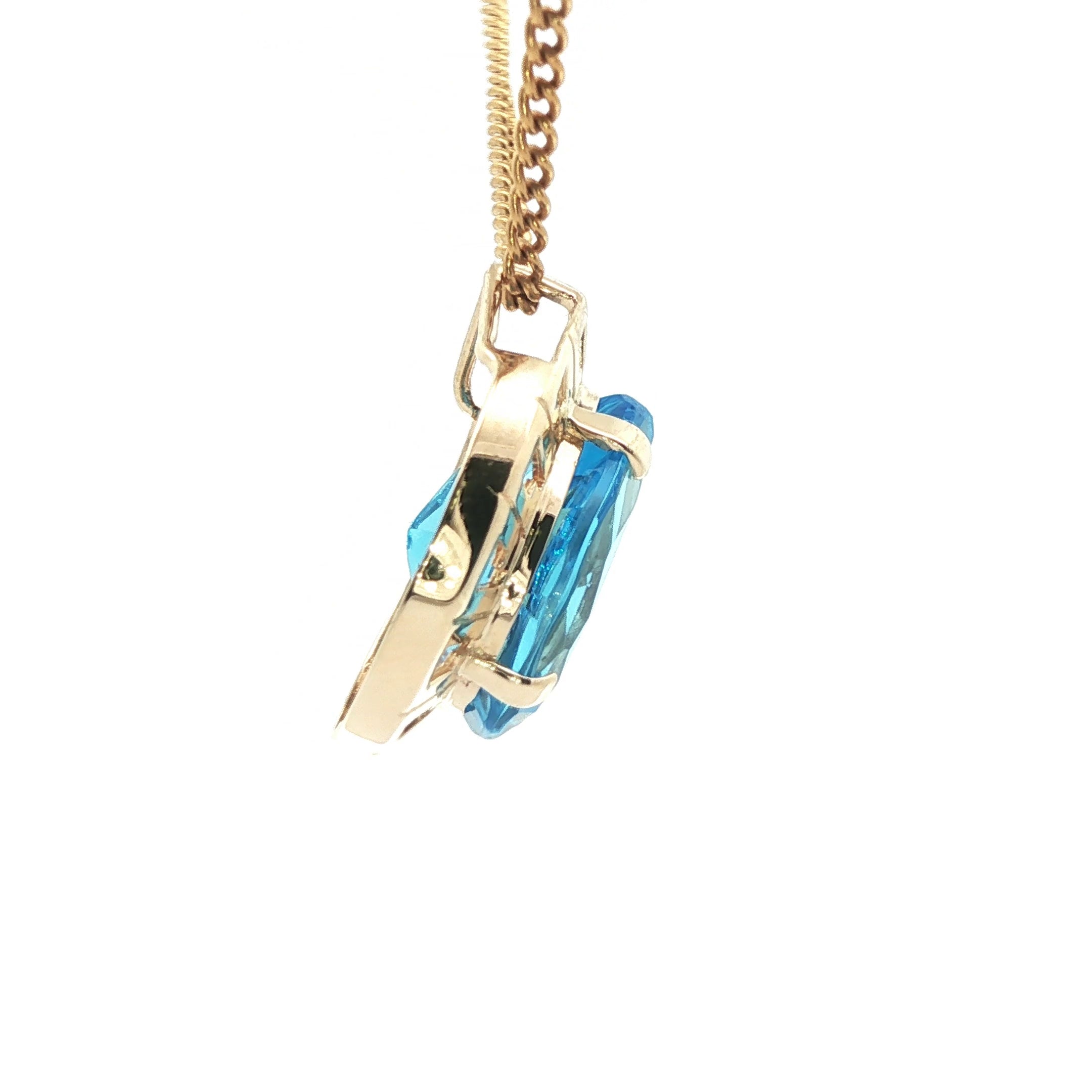 14k Yellow Gold Pear-Shaped London Blue Topaz Pendant