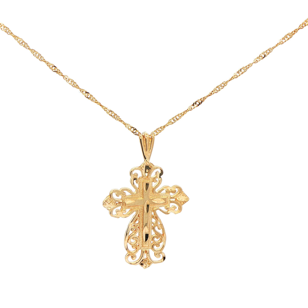 14K Gold Scroll Cross