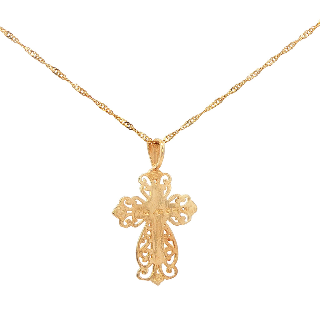 14K Gold Scroll Cross