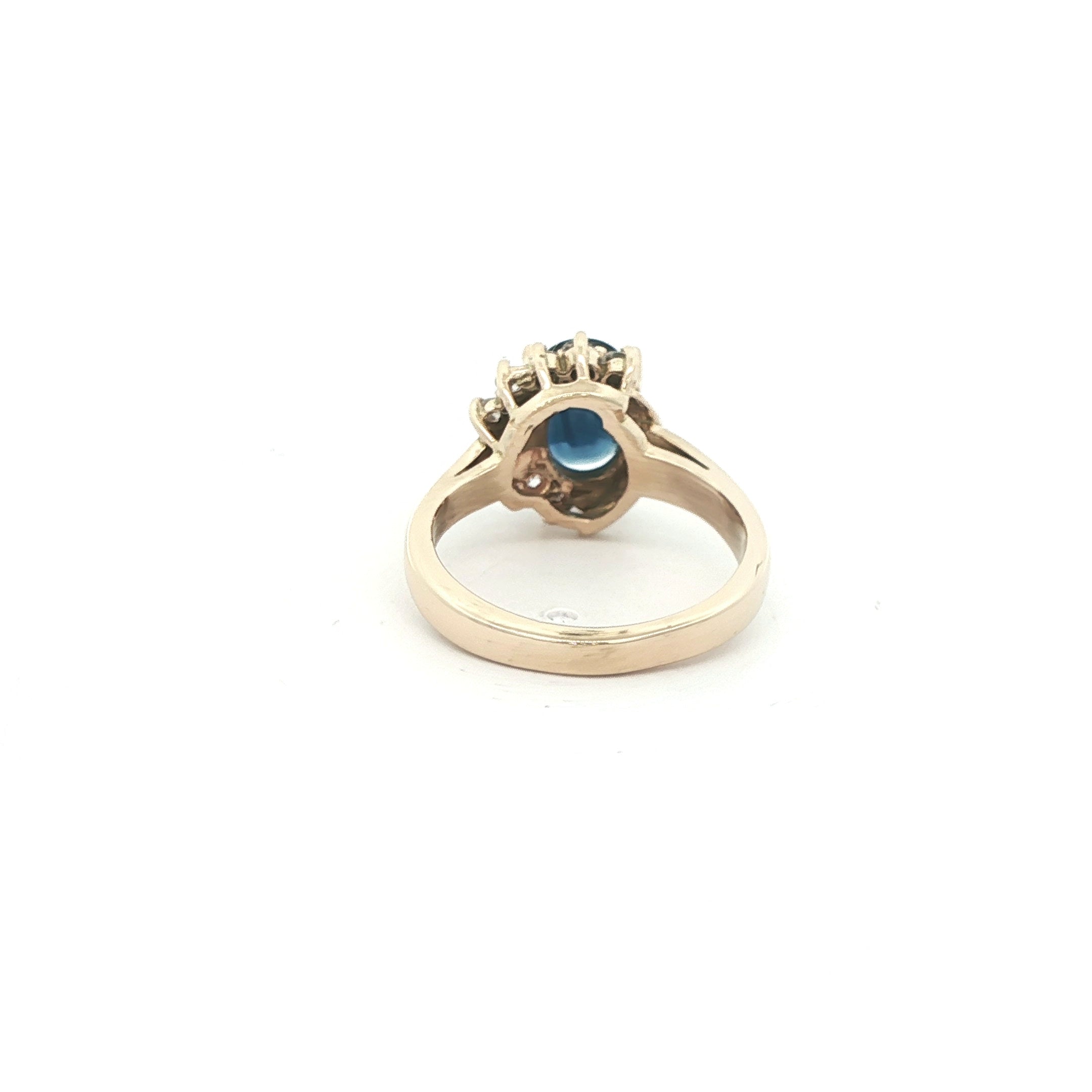 Vintage 1990s 14K Yellow Gold Sapphire Ring with Diamond Accents – Estate Jewelry