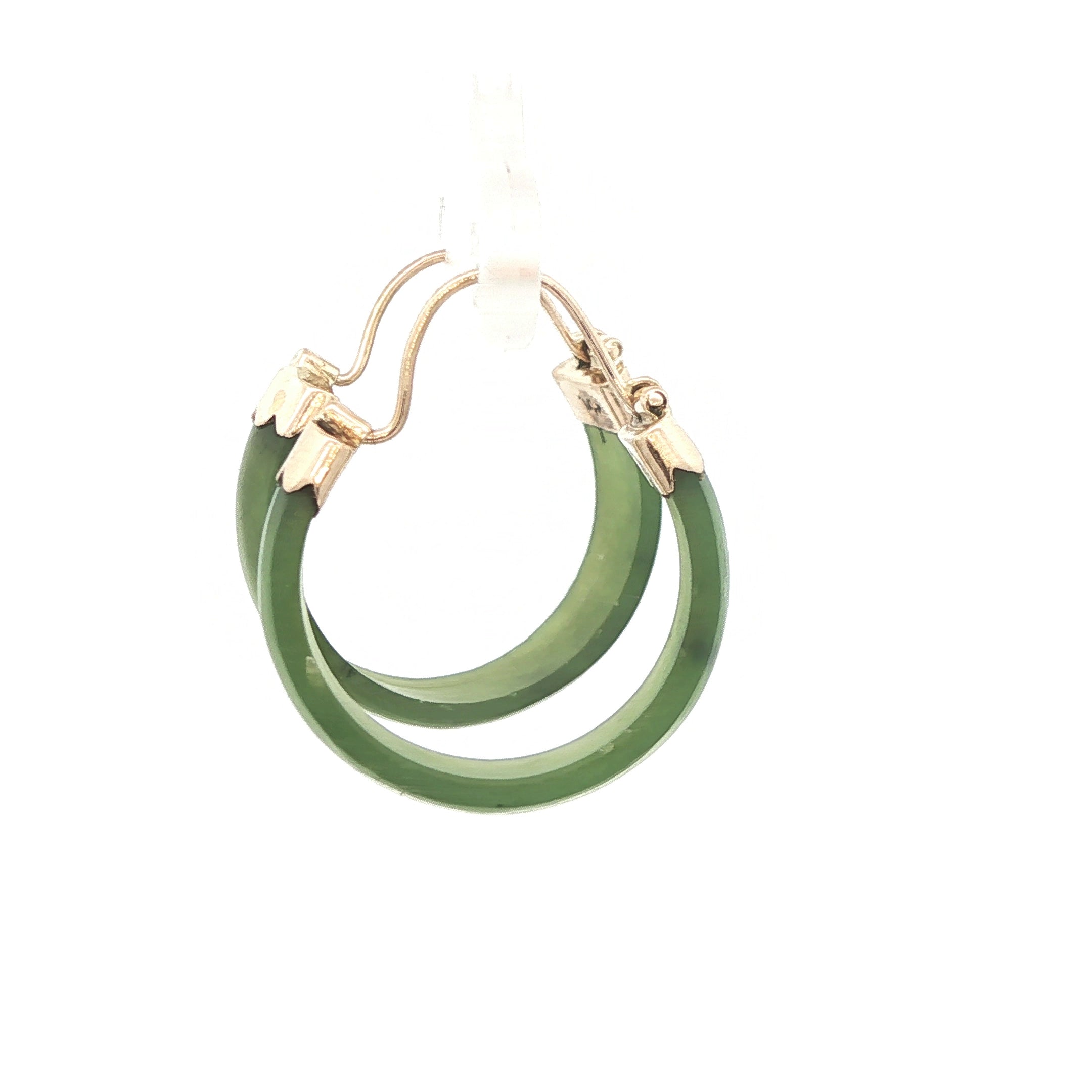 c. 1970s Vintage 14K Yellow Gold Natural Green Jade Dangle Earrings – Estate Jewelry