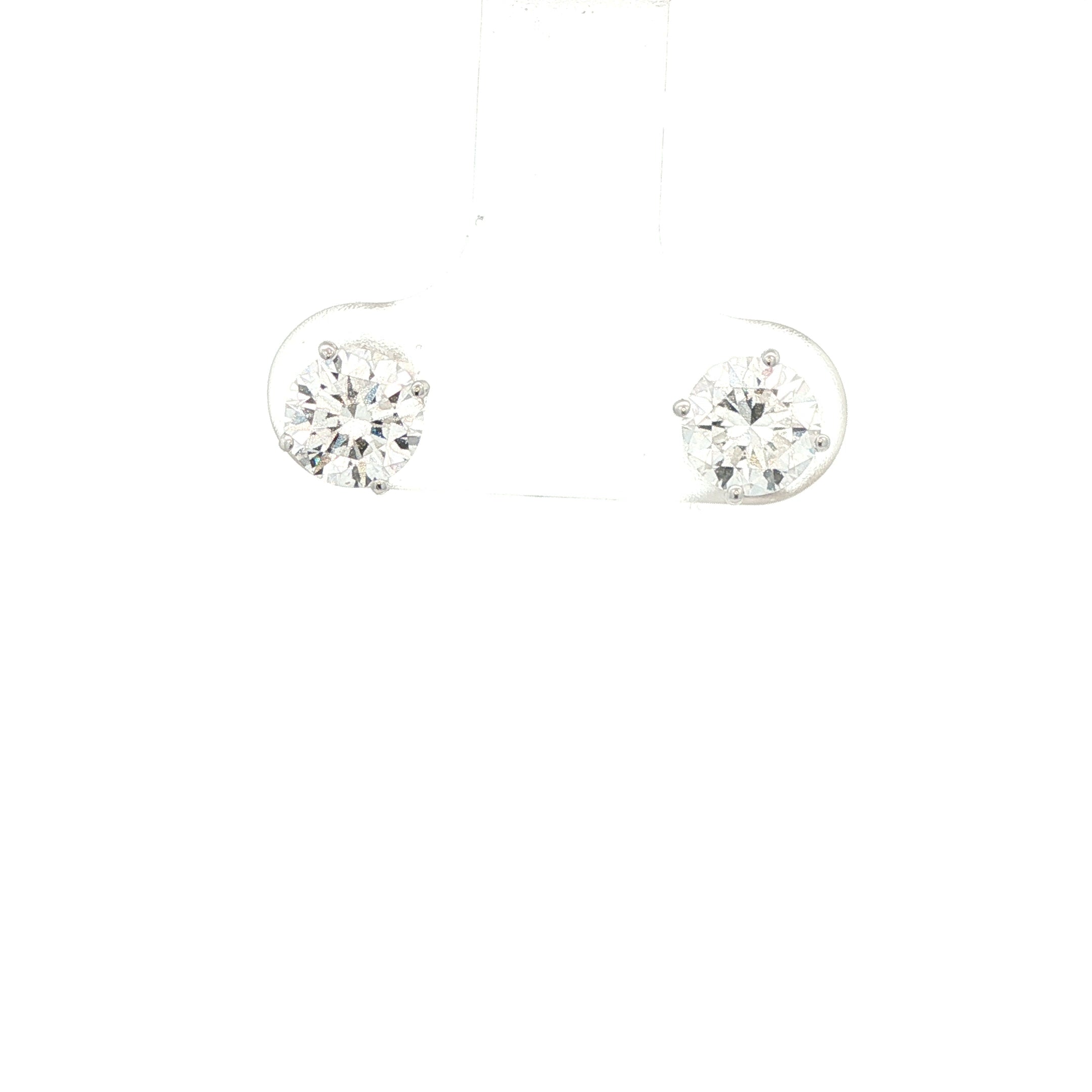 14K White Gold Round Cut Lab Grown Diamond Earrings - 1.50 ctw VS Clarity