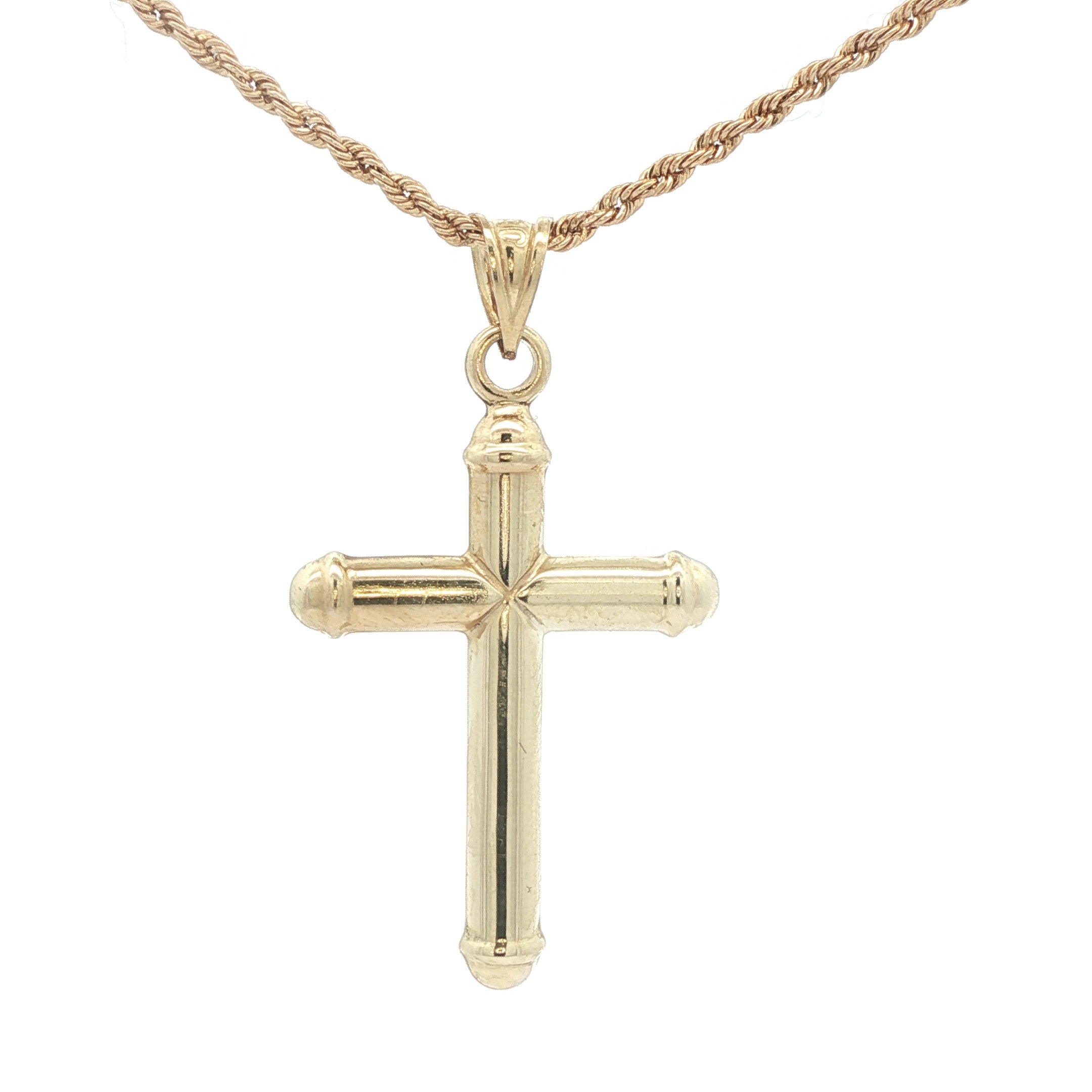 Estate 10K Yellow Gold Cross Pendant – Late 20th Century (Circa 1980s–1990s)