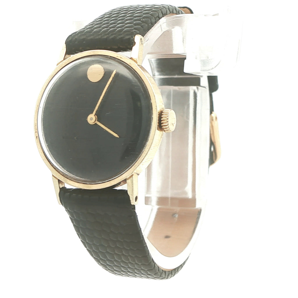 Estate 1960s Omega Swiss 14K Gold Mystery Dial Watch – Black Dial Manual Wind Vintage