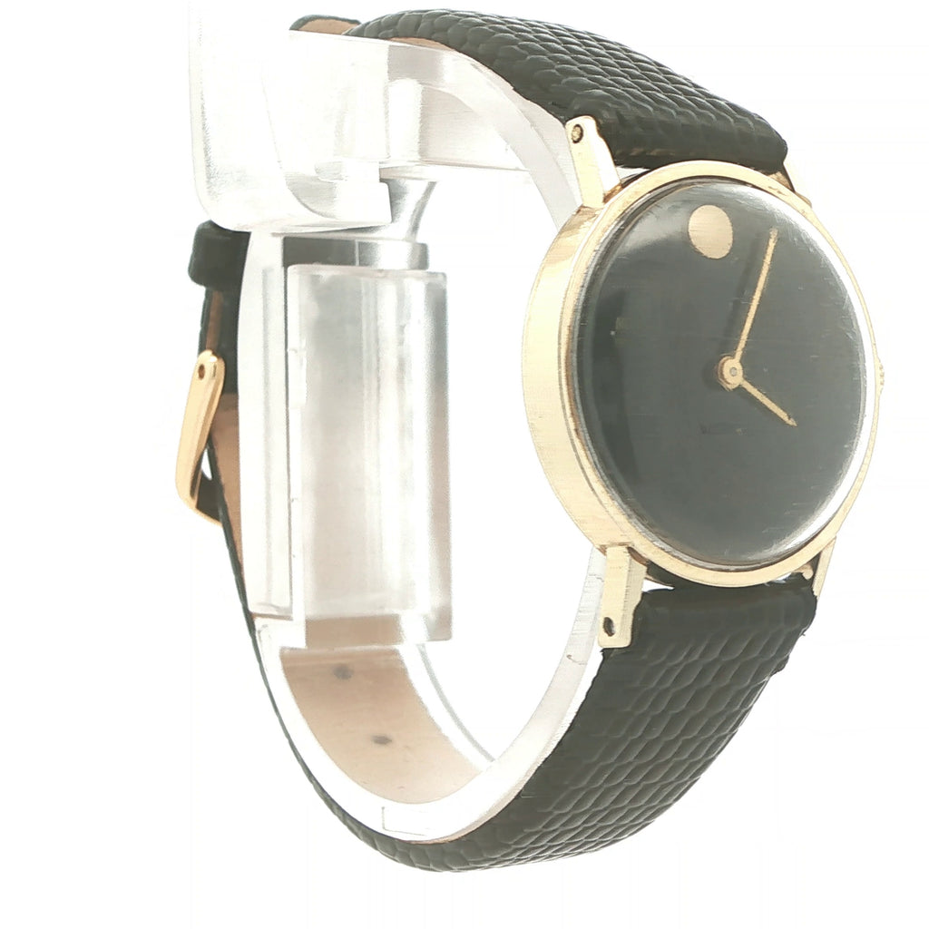 Estate 1960s Omega Swiss 14K Gold Mystery Dial Watch – Black Dial Manual Wind Vintage