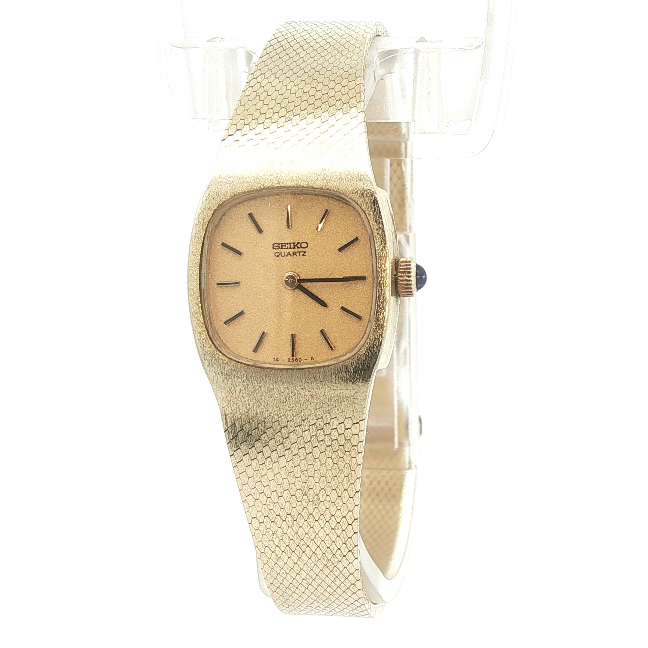 Estate Vintage 1980 Seiko Quartz 14K Yellow Gold Ladies Bracelet Watch