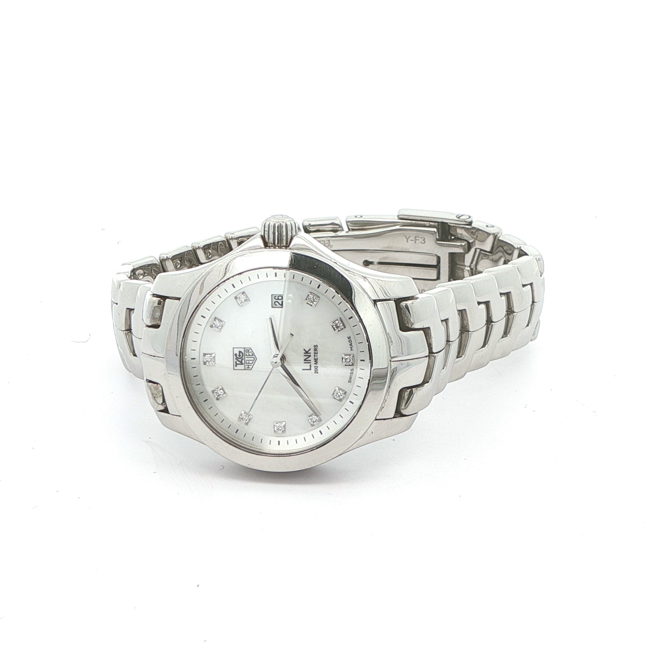 Estate TAG Heuer Link Professional 200M Diamond Dial Stainless Steel Watch c. 1990s–2000s