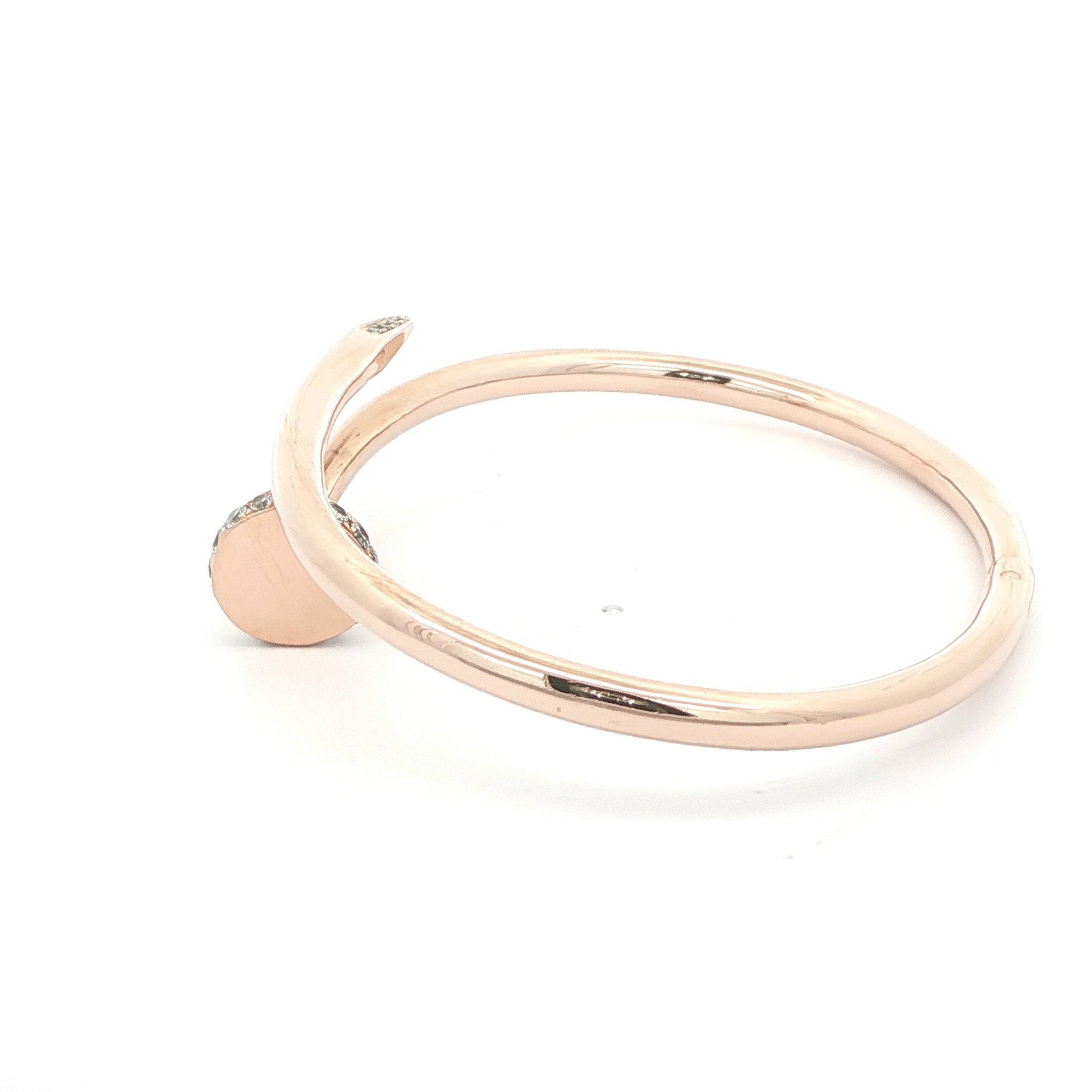 Estate 18K Rose Gold Diamond Nail-Style Bangle Bracelet