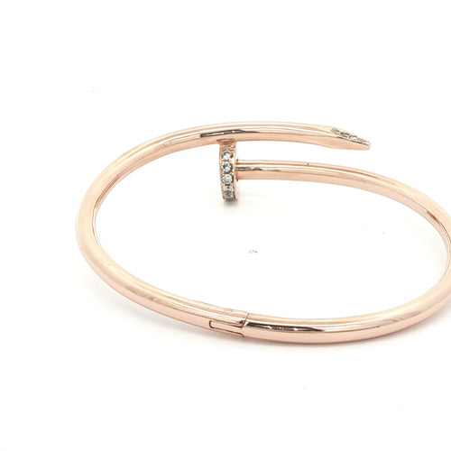 Estate 18K Rose Gold Diamond Nail-Style Bangle Bracelet