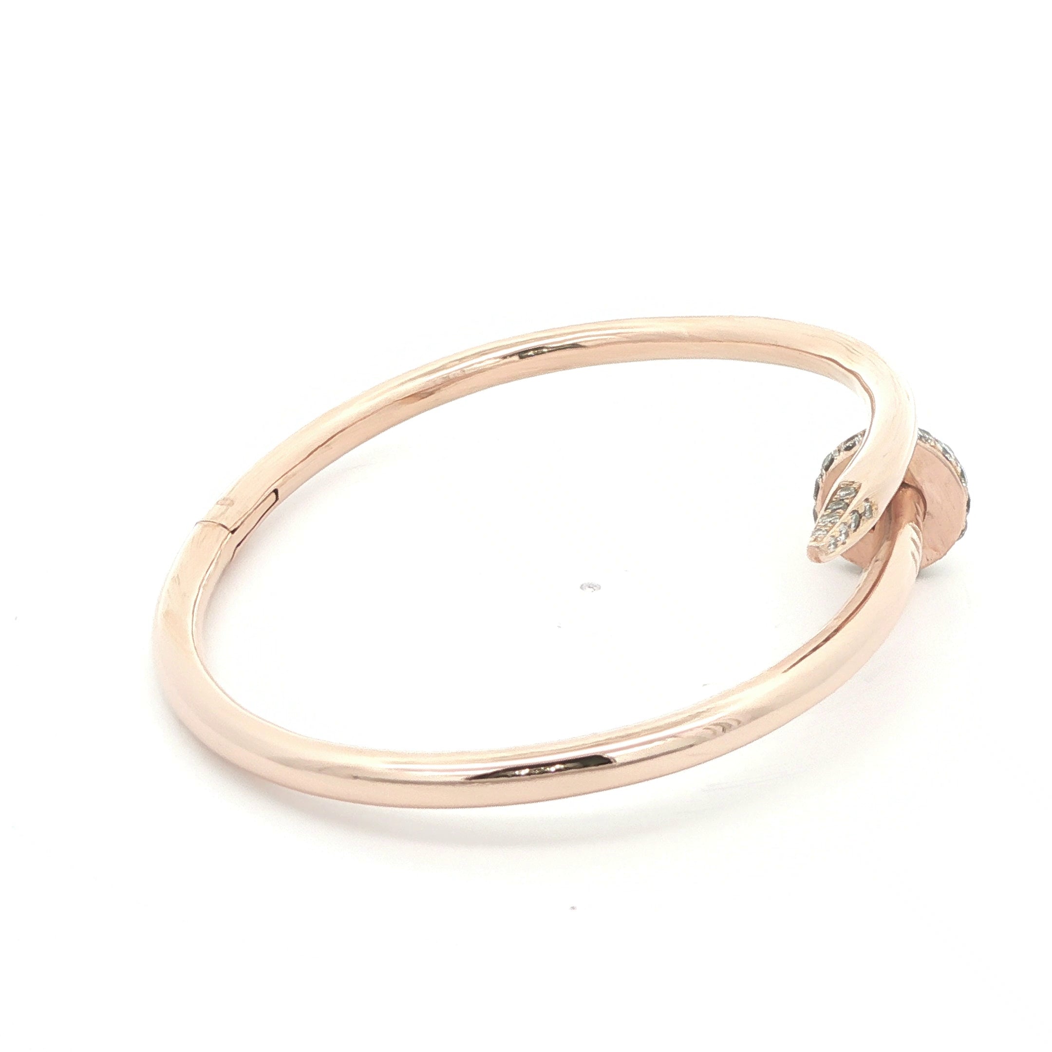 Estate 18K Rose Gold Diamond Nail-Style Bangle Bracelet