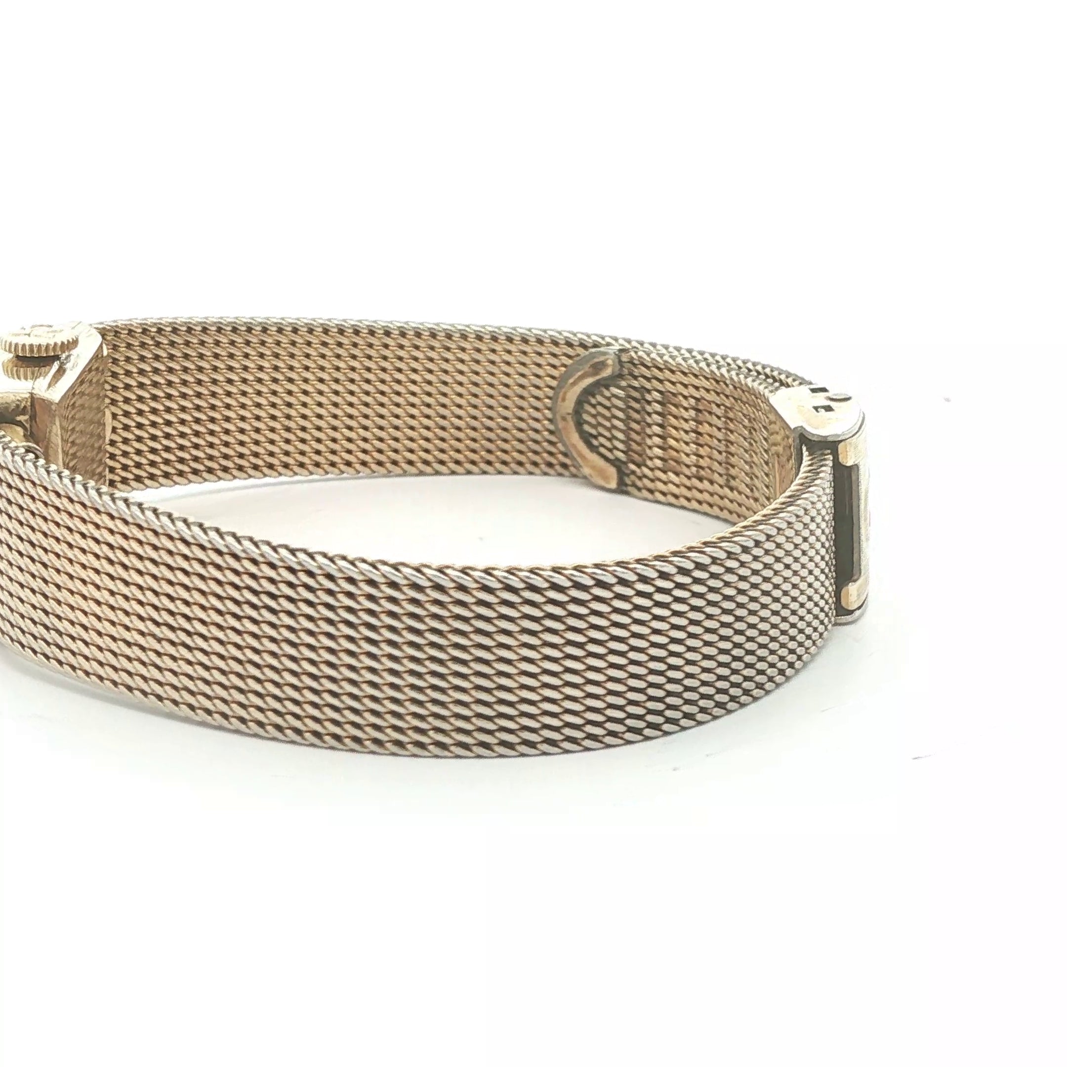 Estate 1960s Vintage Omega Ladies 14K Gold Filled Square Mesh Bracelet Watch