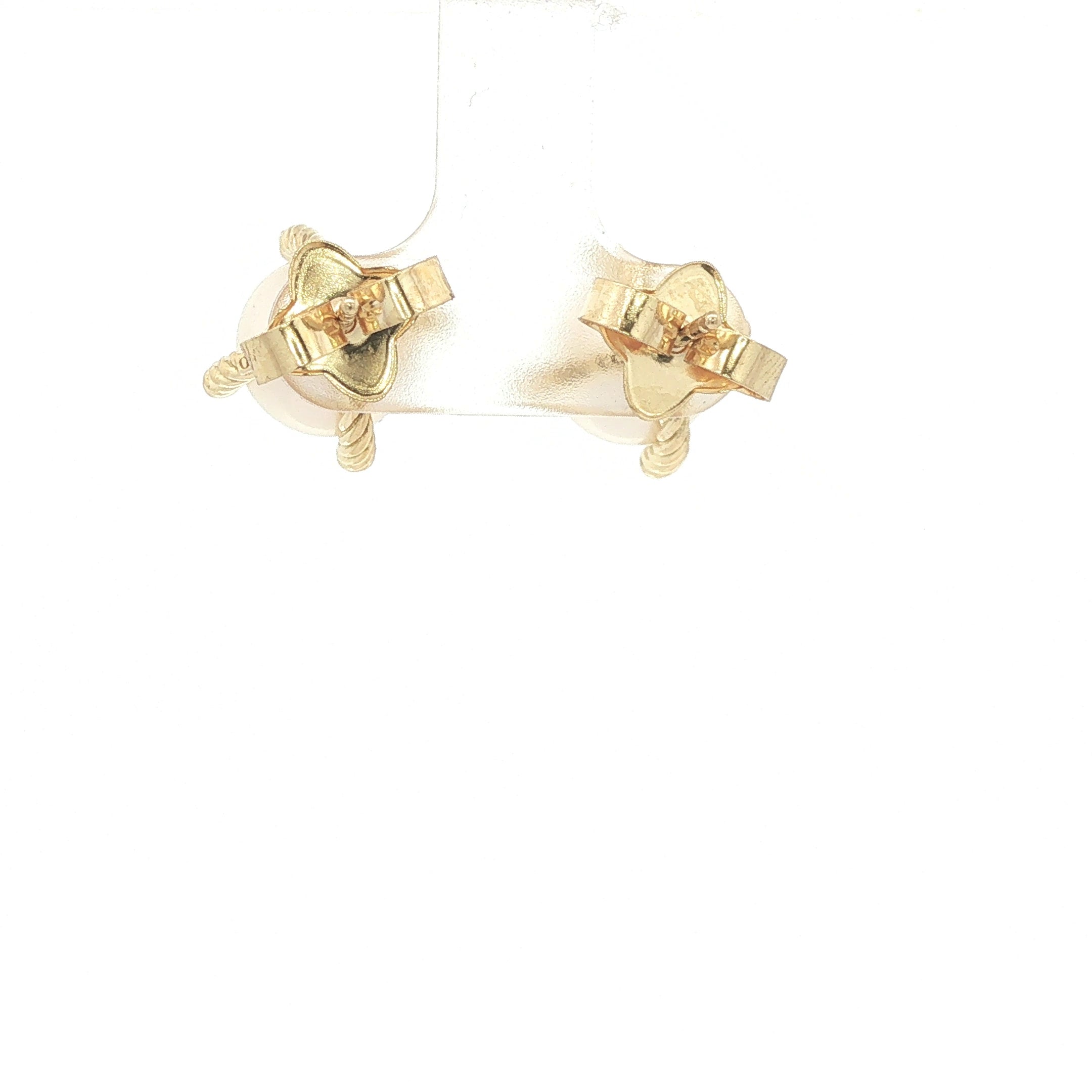 ESTATE David Yurman 18K Yellow Gold Pearl and Diamond Crossover Stud Earrings