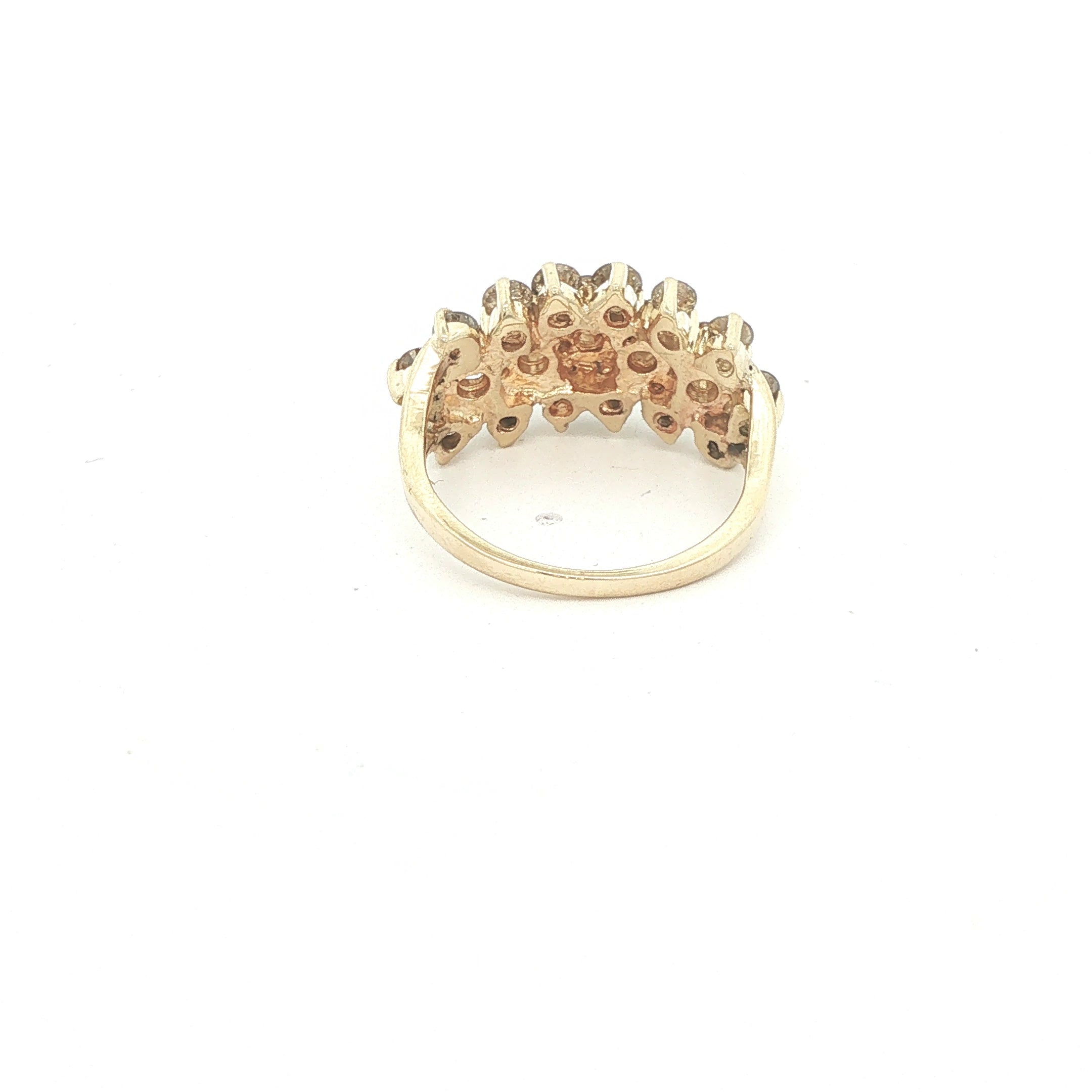 Estate Approx. 2.50 CTW Natural Diamond Multi-Row Cluster Ring in 14K Yellow Gold
