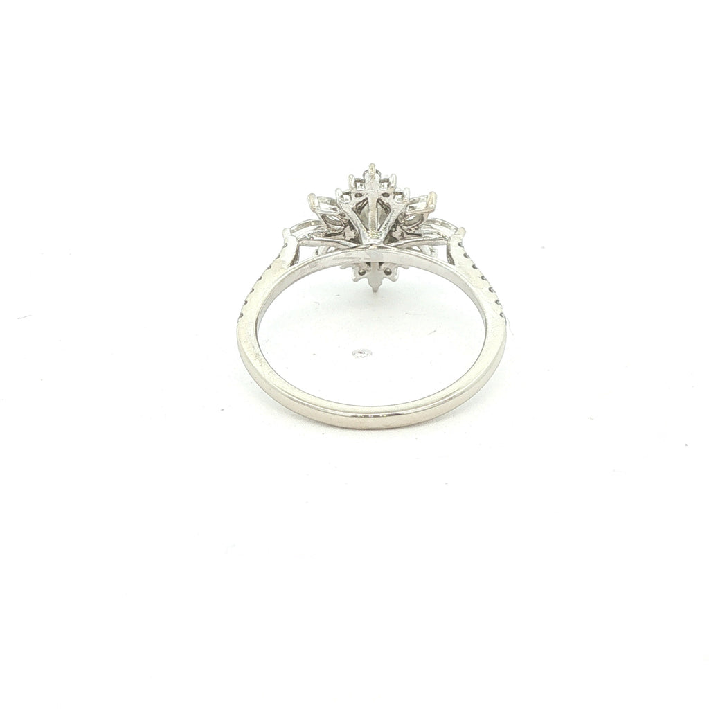 Estate 1.00 CTW Moissanite Sunburst Ring in 18K White Gold