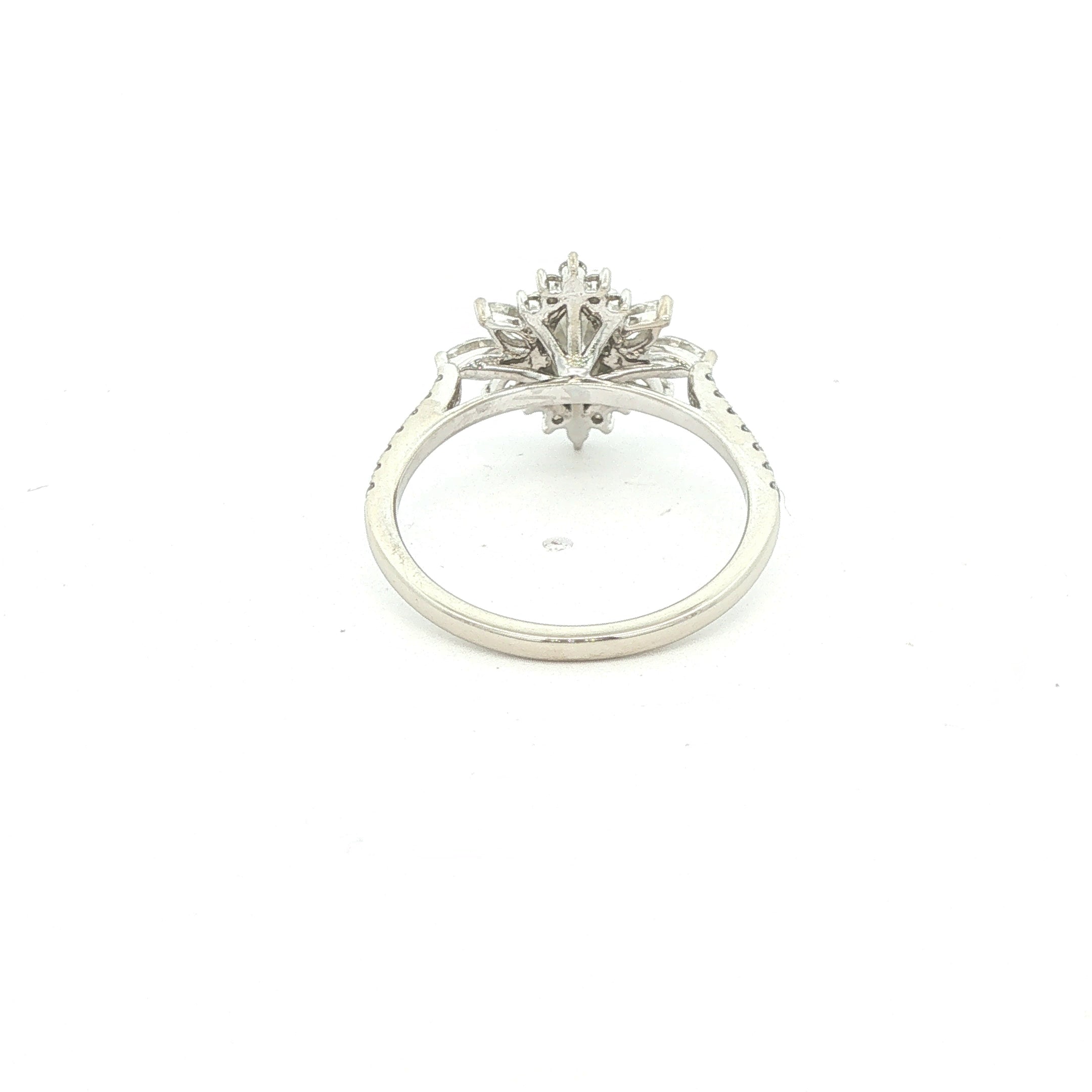 Estate 1.00 CTW Moissanite Sunburst Ring in 18K White Gold