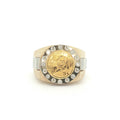 Estate 14K Yellow Gold Chinese Panda Coin Ring with Approx 1/2 CTW Diamonds Size 12