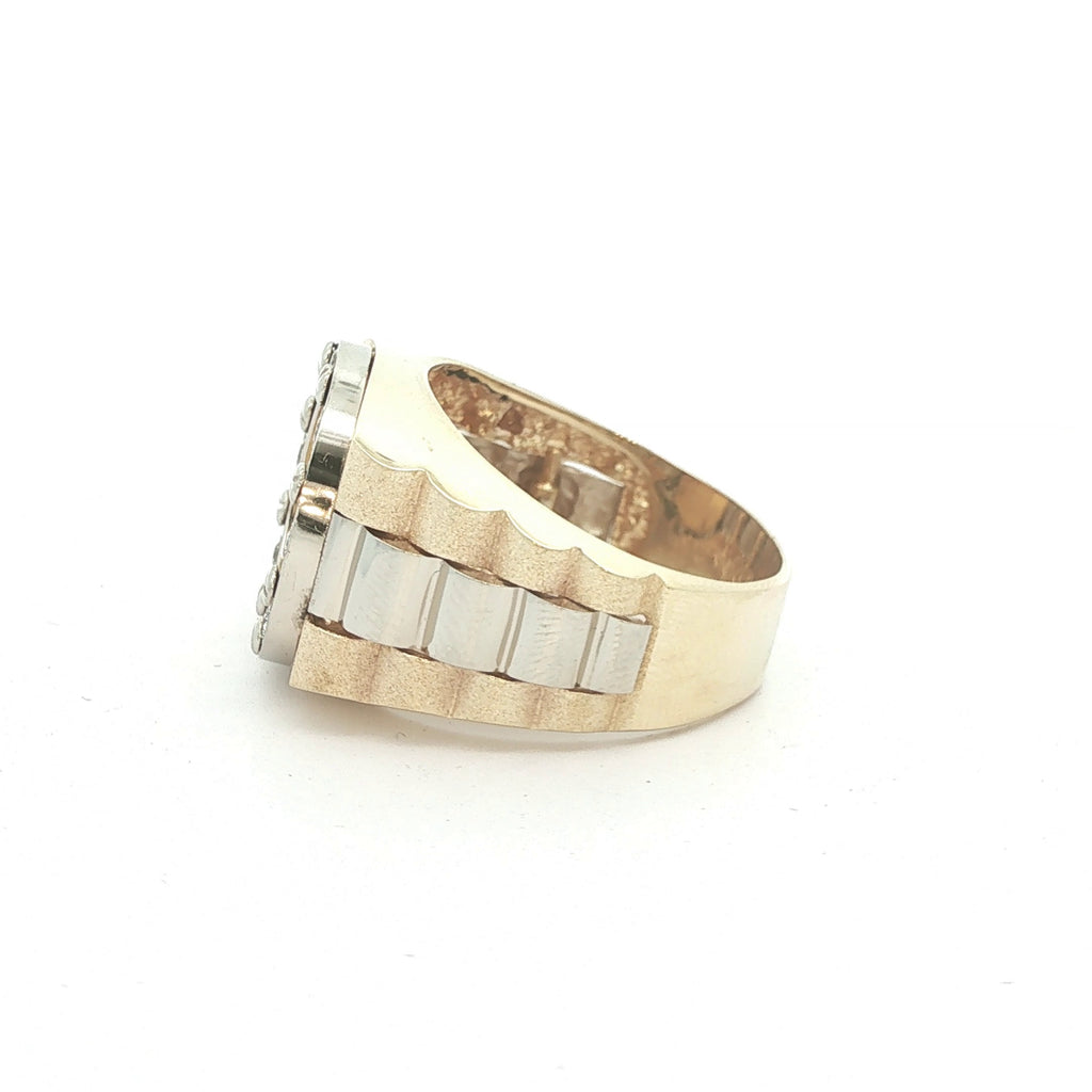 Estate 14K Yellow Gold Chinese Panda Coin Ring with Approx 1/2 CTW Diamonds Size 12