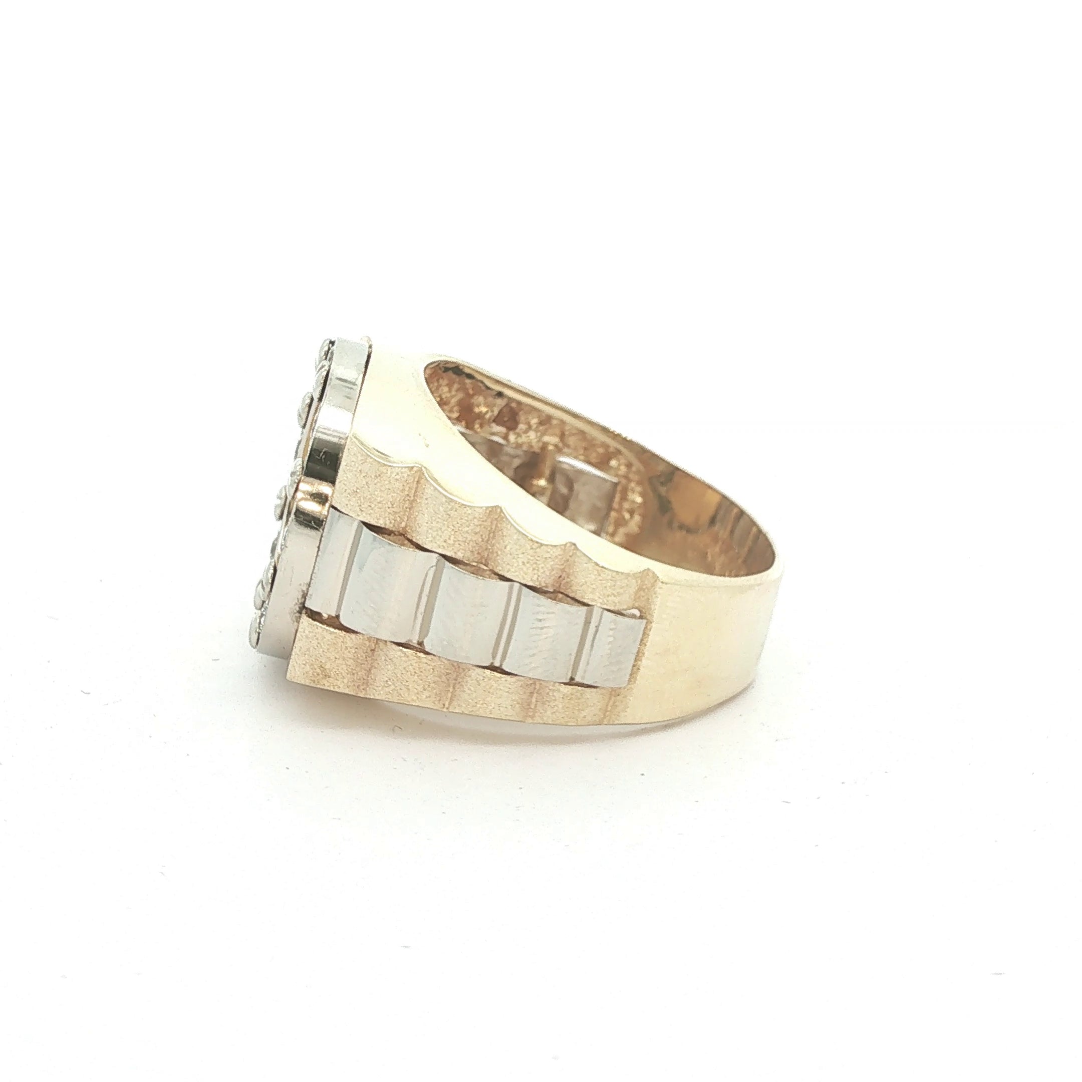 Estate 14K Yellow Gold Chinese Panda Coin Ring with Approx 1/2 CTW Diamonds Size 12