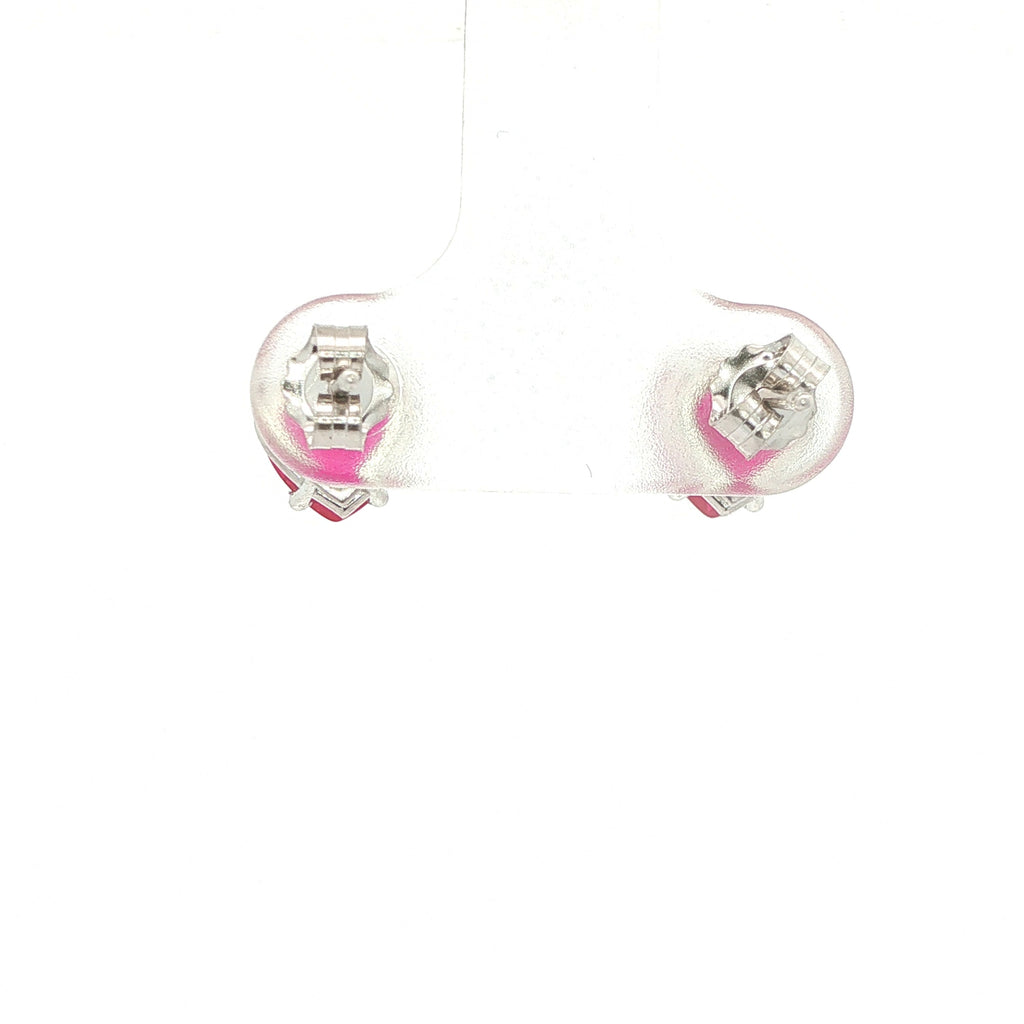 14K White Gold 7mm Heart Lab Created Ruby Stud Earrings