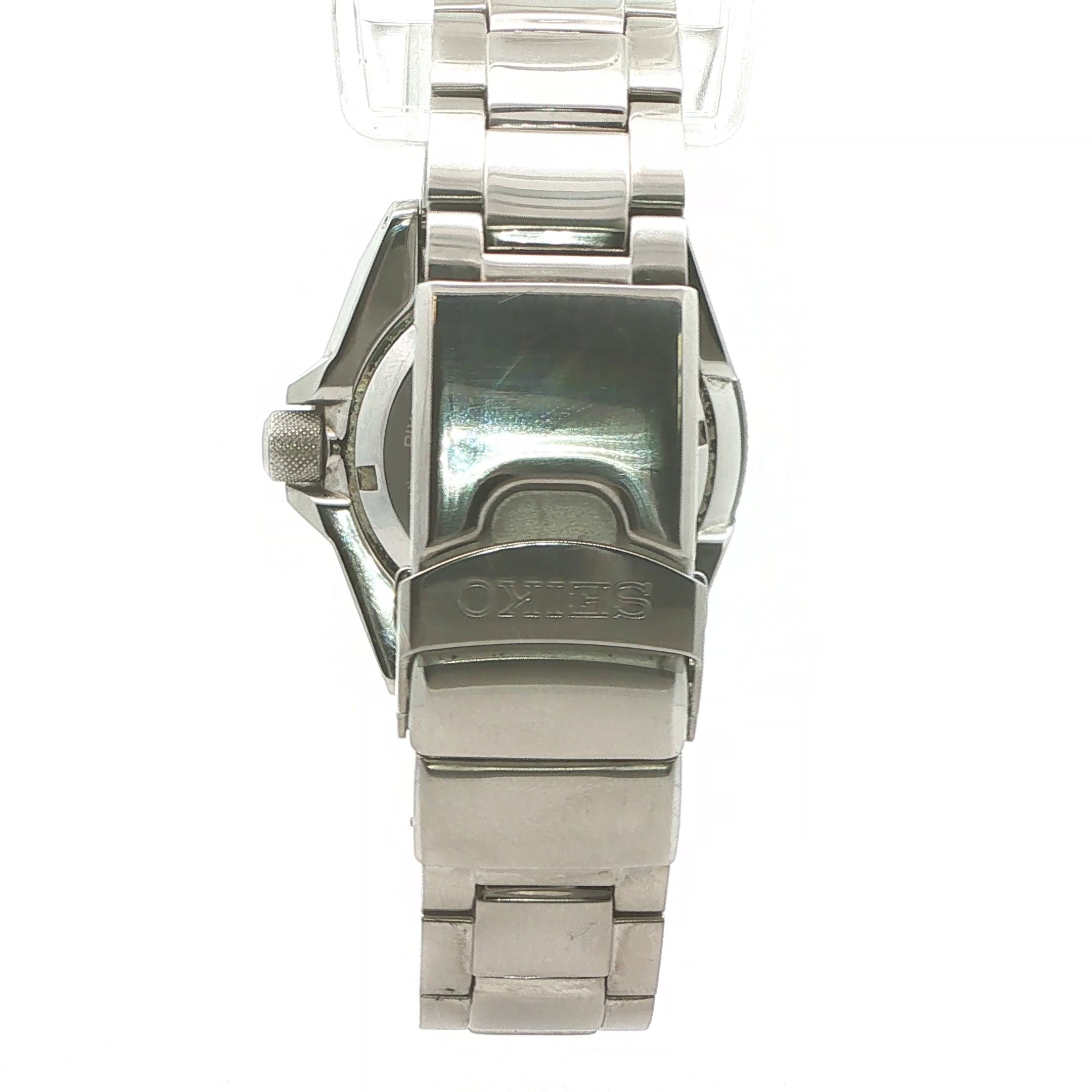 Estate Seiko Prospex Samurai Automatic Diver Watch Ref. 4R35-01V0 circa 2015 Stainless Steel Black Dial