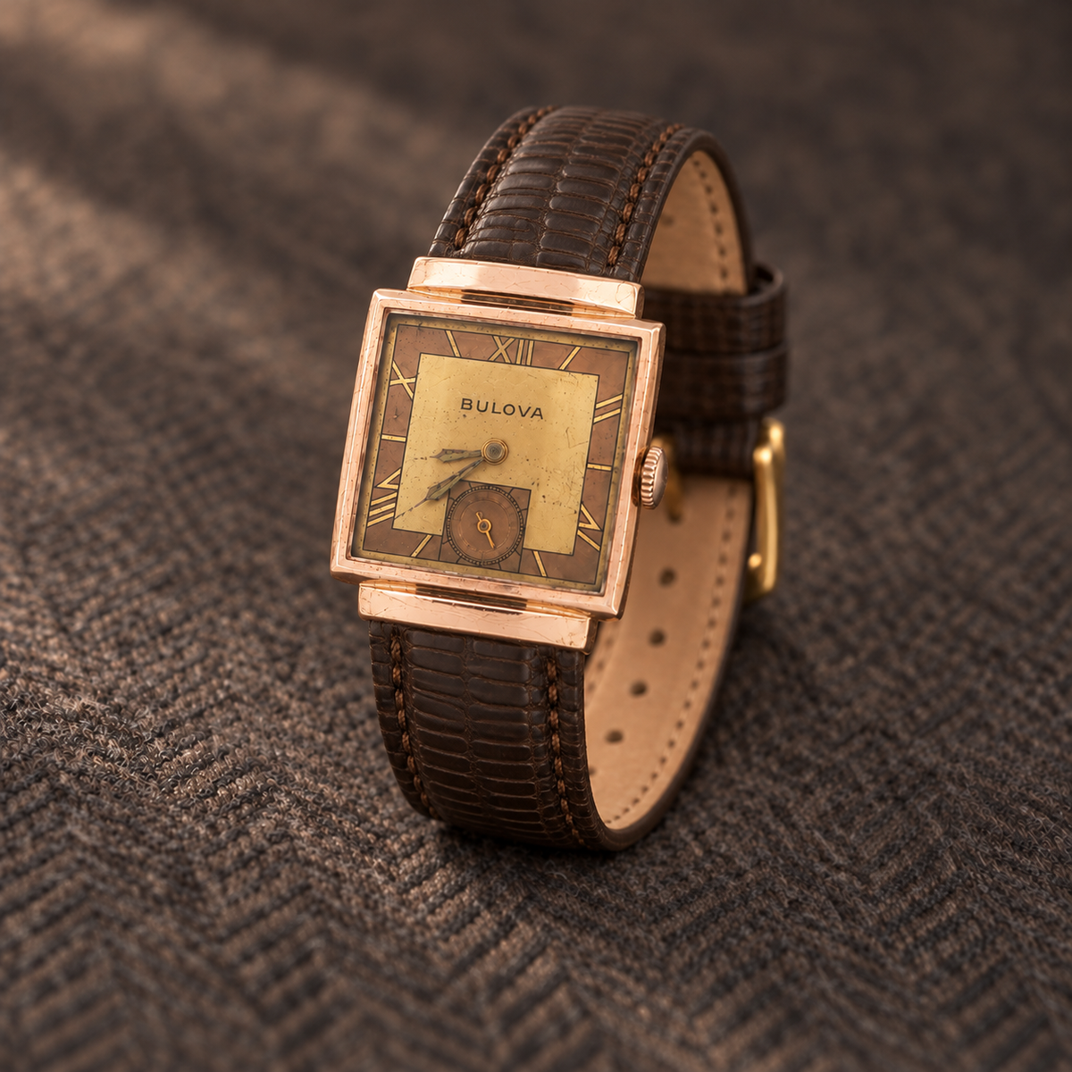 Vintage 1933 Estate Bulova Art Deco 10K Rolled Gold Plate 24mm Watch