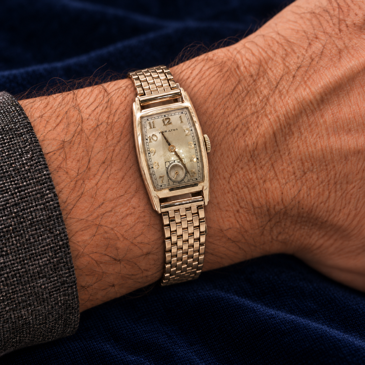 Hamilton Alan Circa 1946 10K Gold Filled Vintage Wrist Watch with Box, Papers & Gold Filled Bracelet