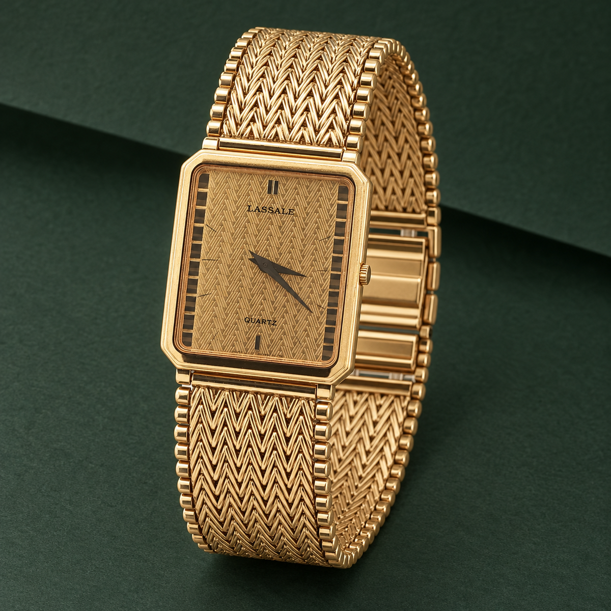 Estate Vintage Seiko Lassale 27mm Gold-Plated Woven Bracelet Watch – 1988