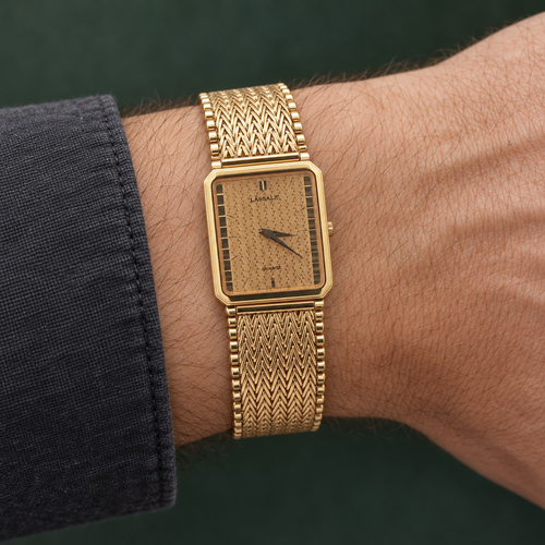 Estate Vintage Seiko Lassale 27mm Gold-Plated Woven Bracelet Watch – 1988