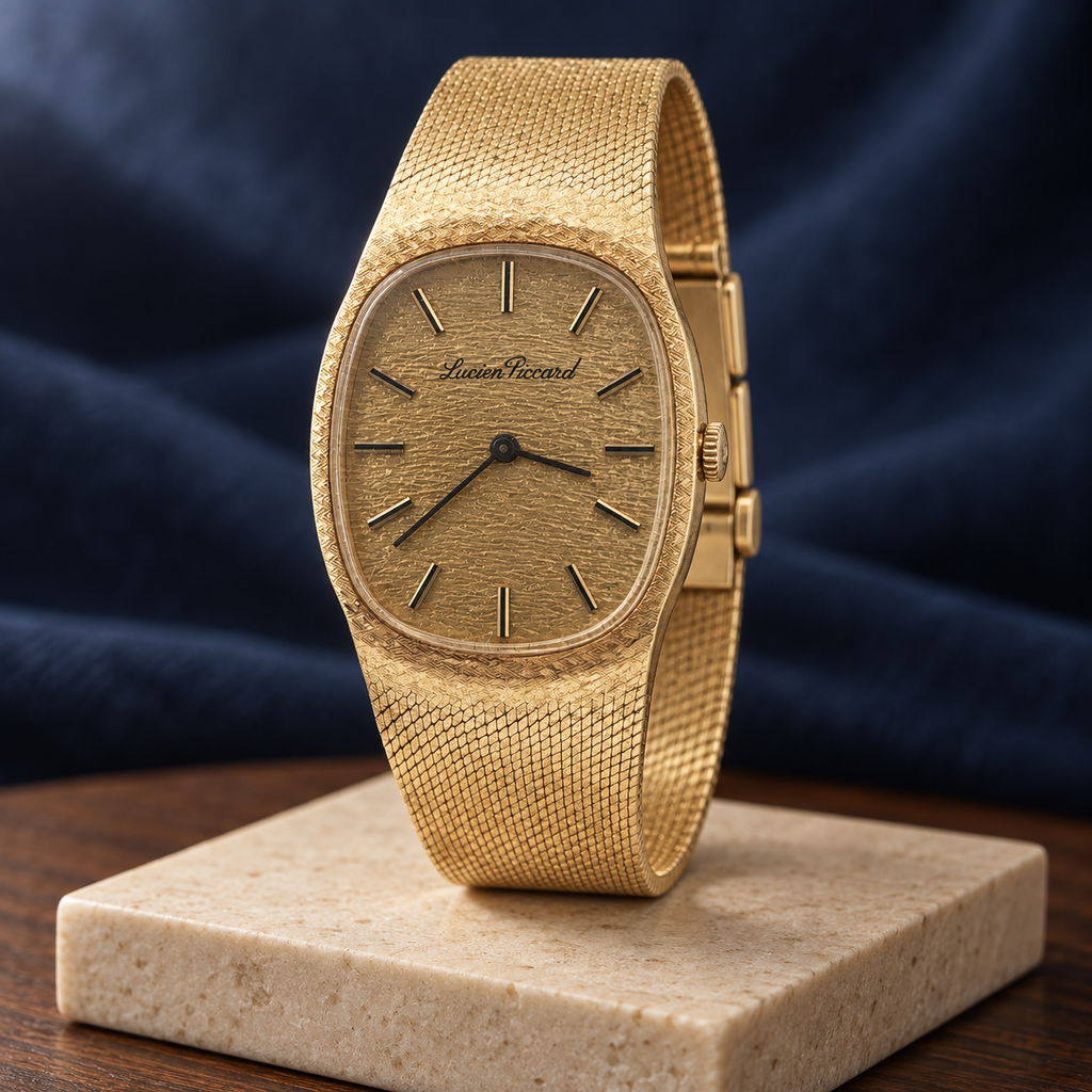 1970s Estate Lucien Piccard 14K Yellow Gold Case Manual-Wind Watch