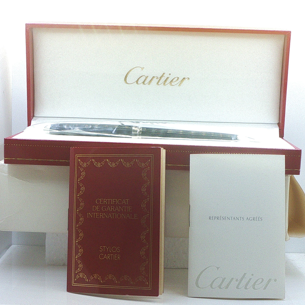 Estate Vintage 1990s Cartier Diabolo Platinum Finish 0.8mm Mechanical Pencil with Box & Papers