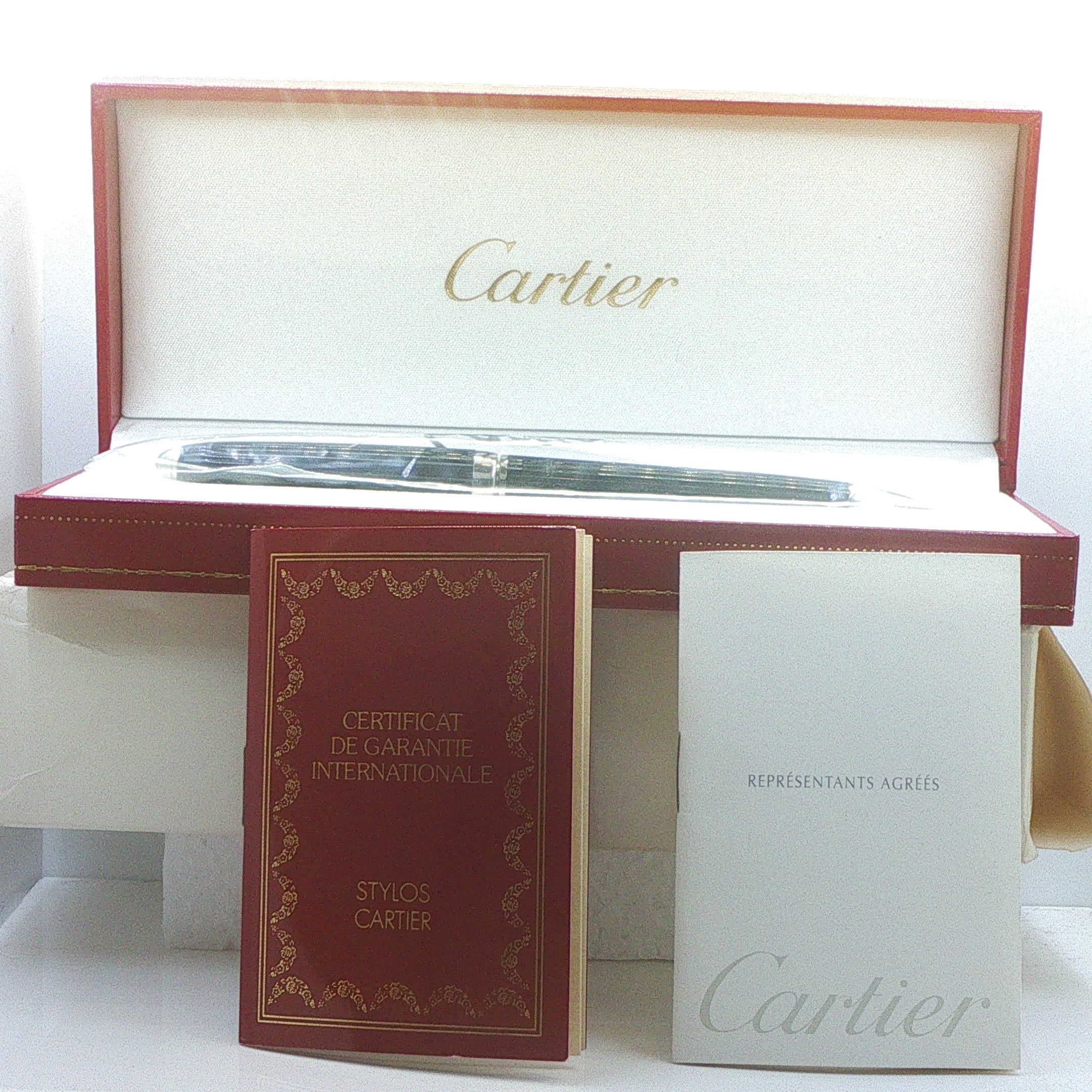 Estate Vintage 1990s Cartier Diabolo Platinum Finish 0.8mm Mechanical Pencil with Box & Papers