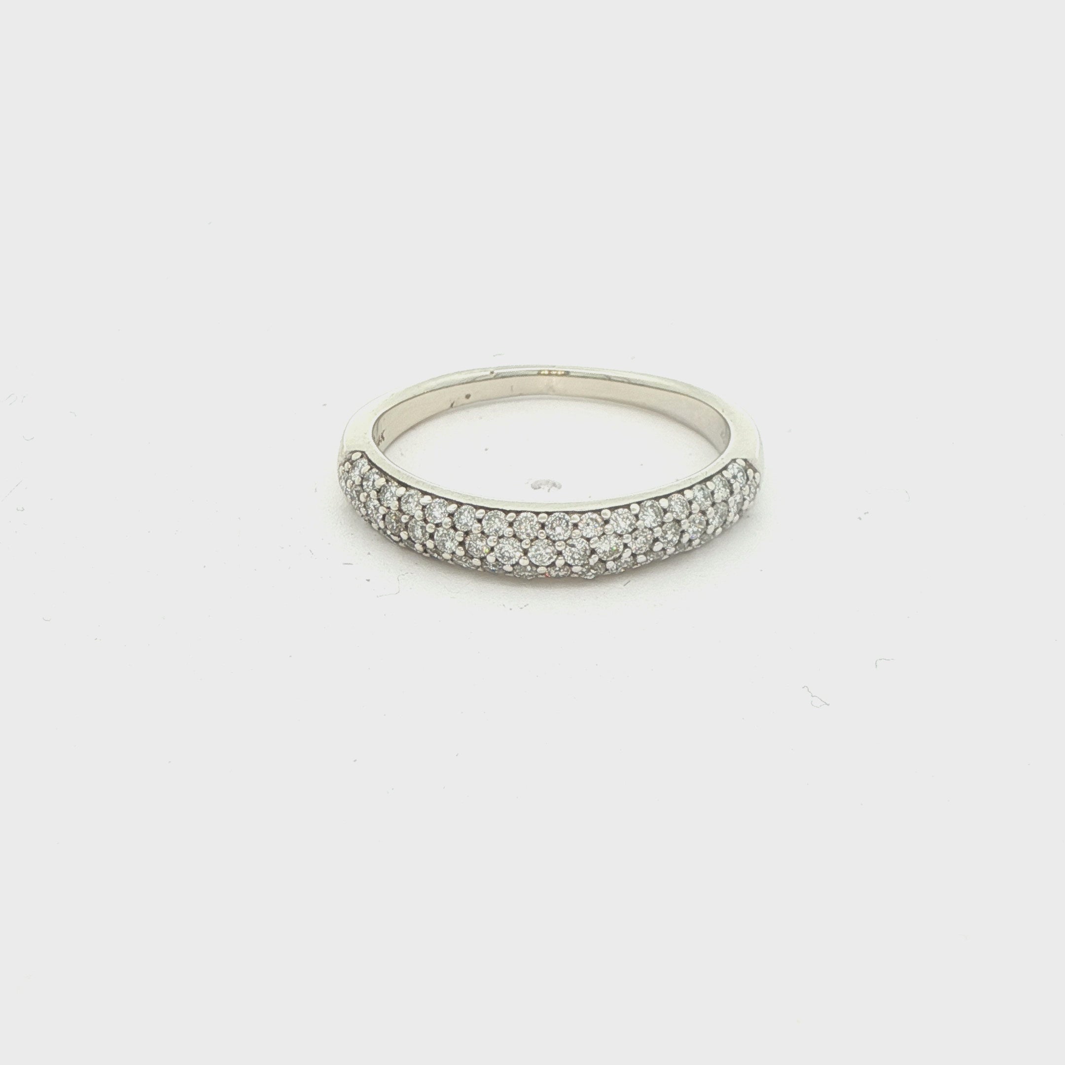 Estate 14K White Gold Diamond Multi Cluster Band Ring Size 8