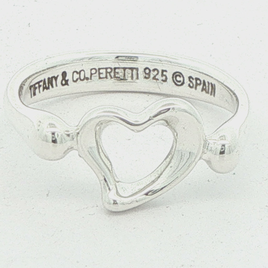 Vintage Tiffany & Co. Elsa Peretti Sterling Silver Open Heart Ring Size 5
