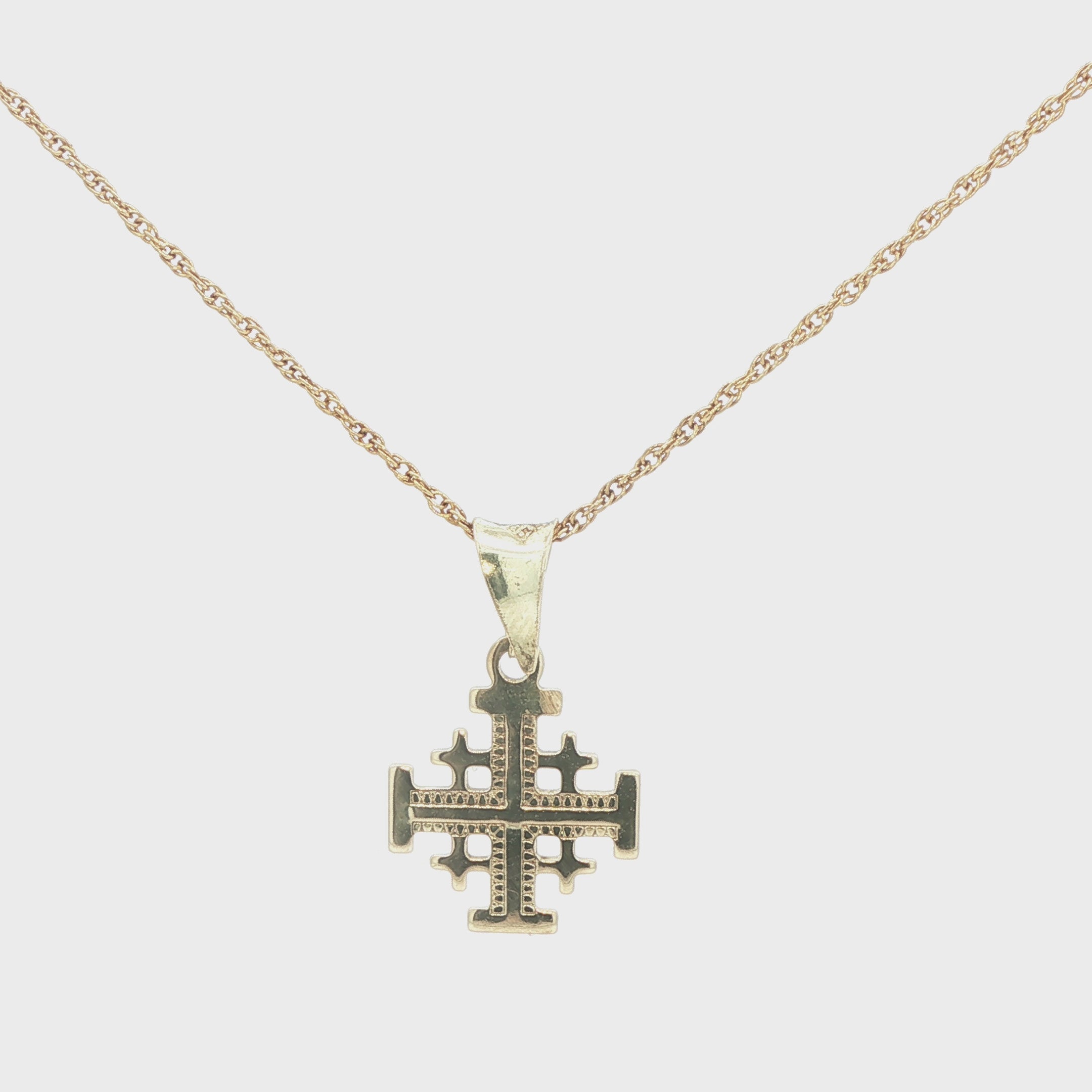 Vintage 14K Yellow Gold Jerusalem Cross Pendant - Authentic Estate Jewelry