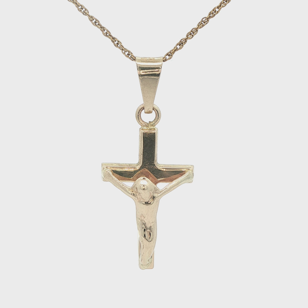 Estate 14K Yellow Gold Crucifix Pendant – Religious Cross (Circa Late 20th Century)