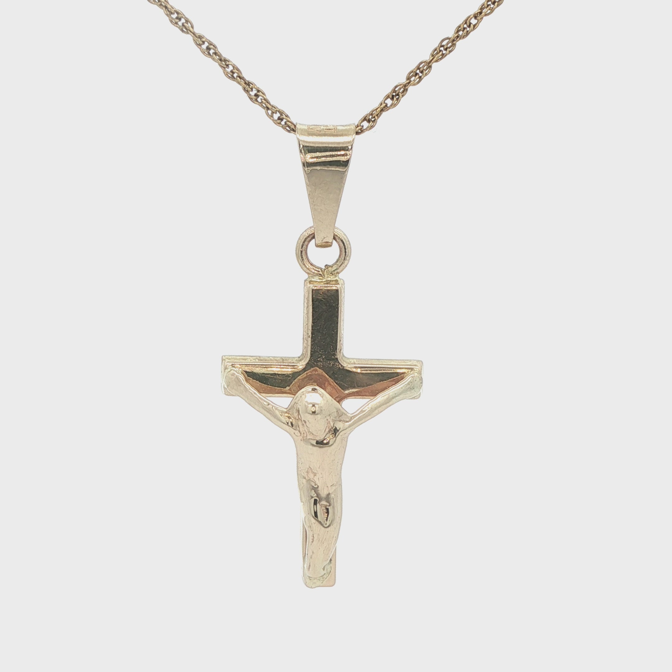 Estate 14K Yellow Gold Crucifix Pendant – Religious Cross (Circa Late 20th Century)