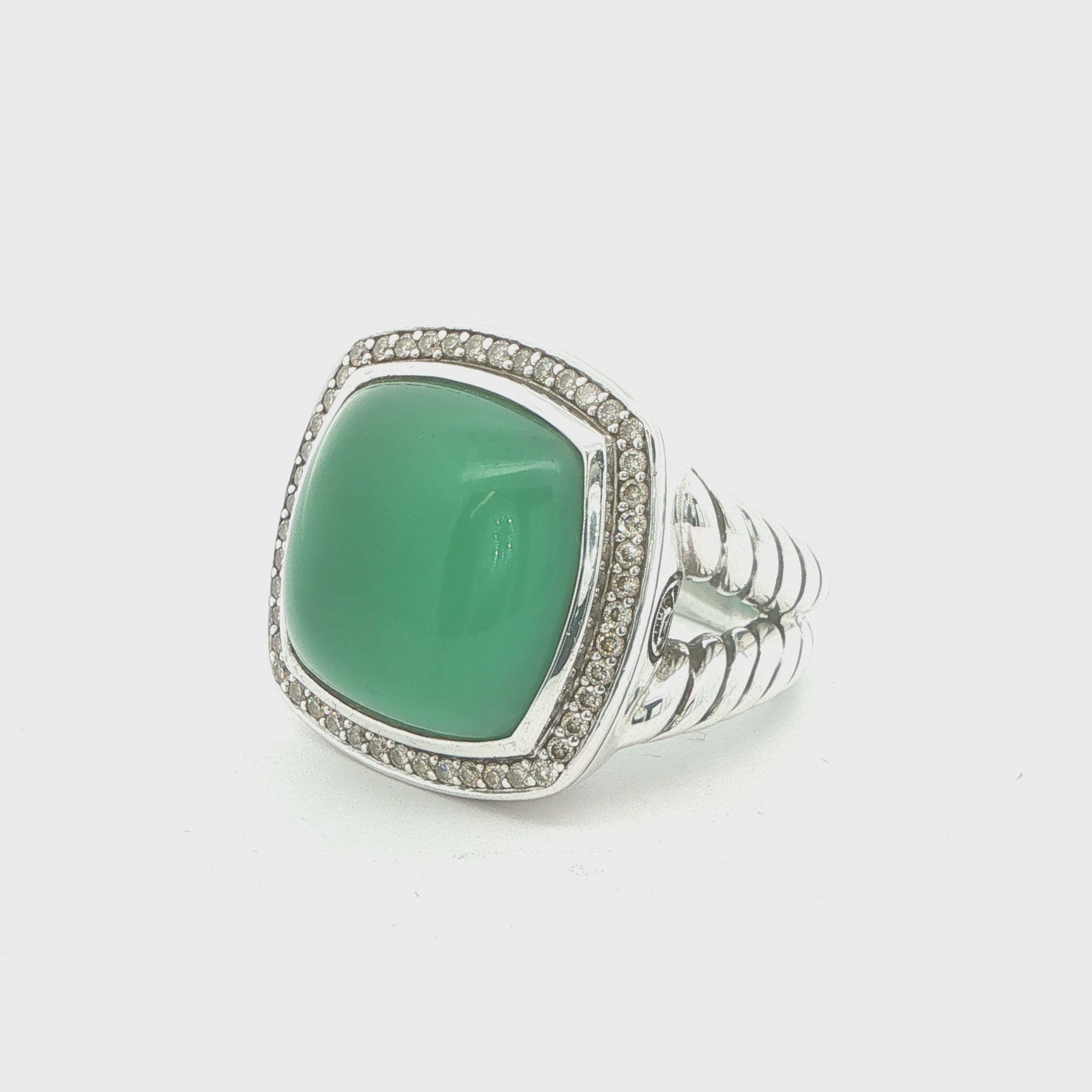 Estate David Yurman Late 1990s Albion Sterling Silver 18K Gold Lagoon Orchid Diamond Ring Size 8.75