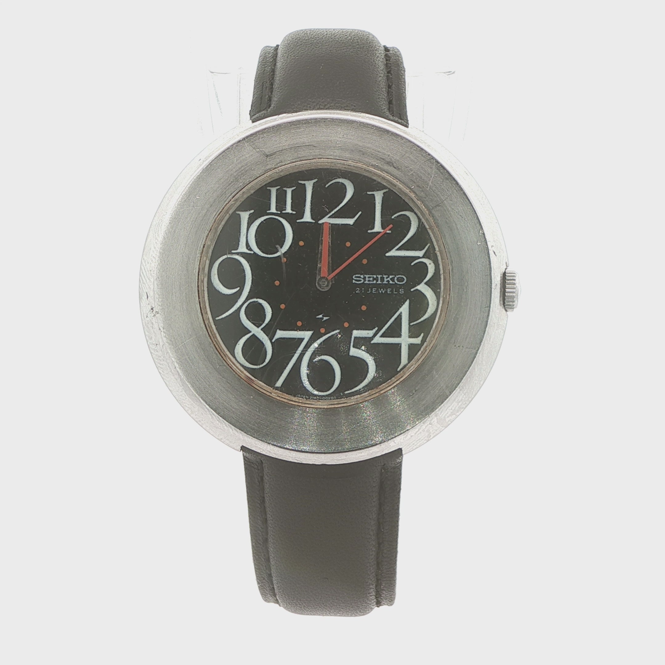 1969 Seiko Vintage Estate Mechanical Watch 21 Jewels Cal 2400A Black Dial Ref 2140-0010 Japan