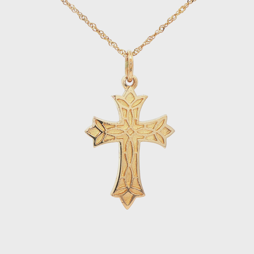 14K Gold Trinity Decorative Cross