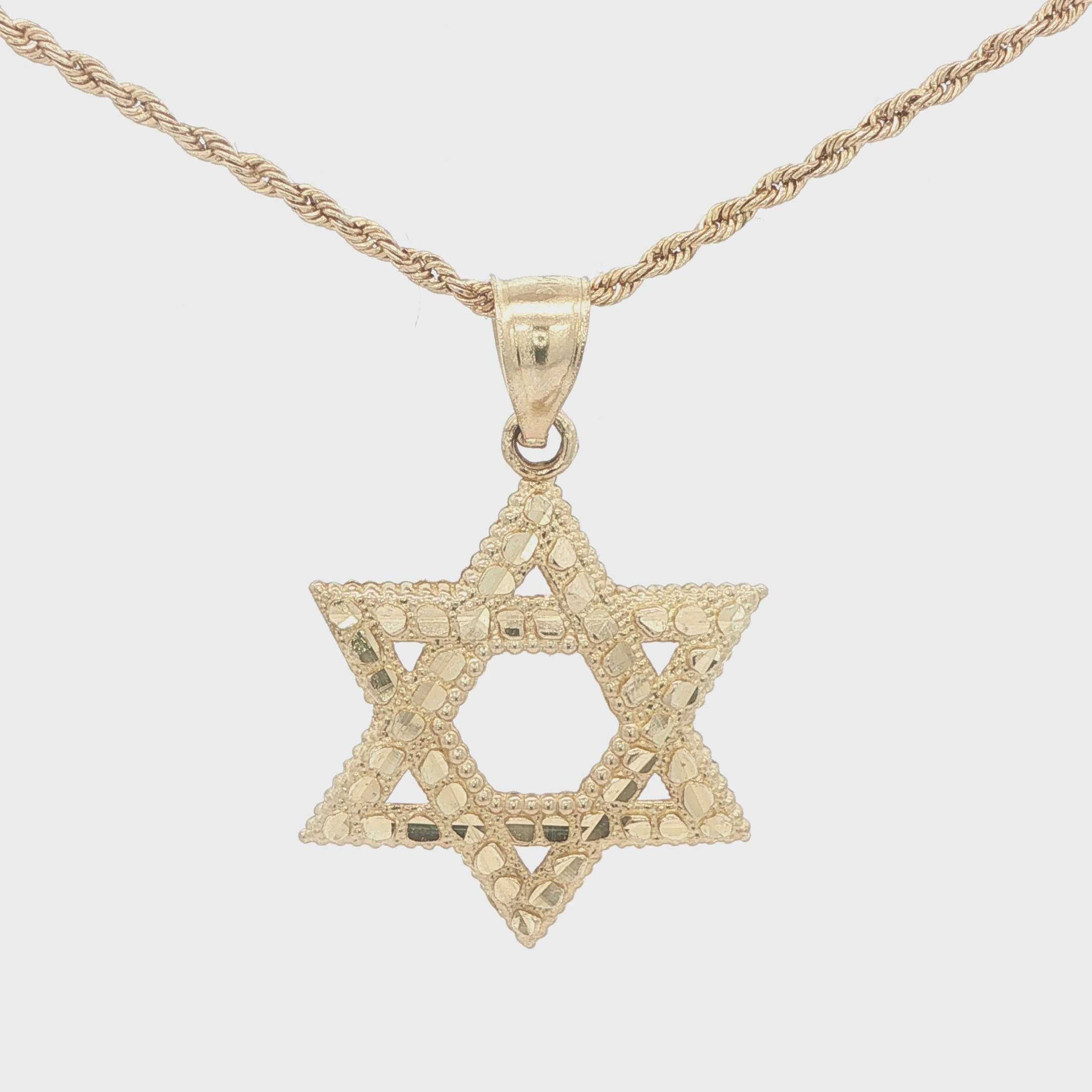Estate 14K Yellow Gold Textured Openwork Star of David Pendant Charm