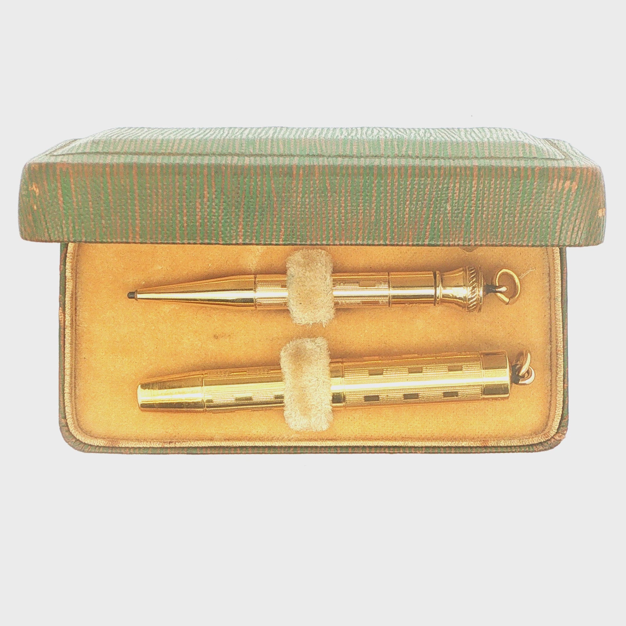 Estate Vintage 1920s EHCO 14K Gold Filled Fountain Pen & Mechanical Pencil Set with Box