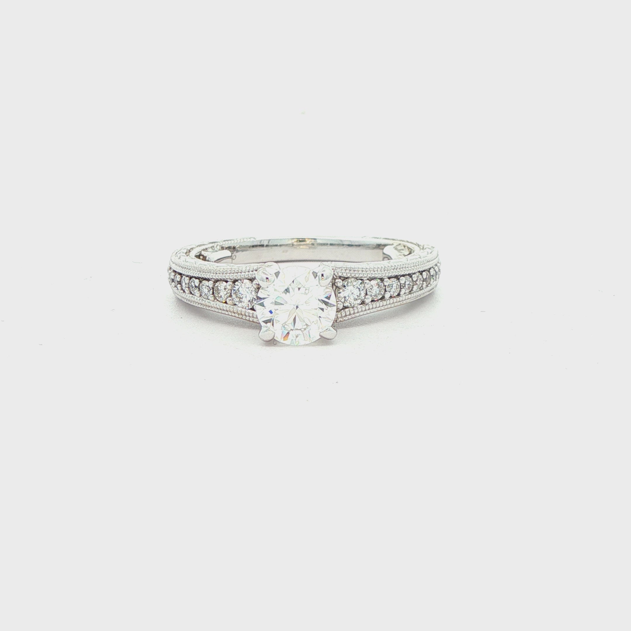 14K Estate White Gold Diamond Engagement Ring-0.90ct TW